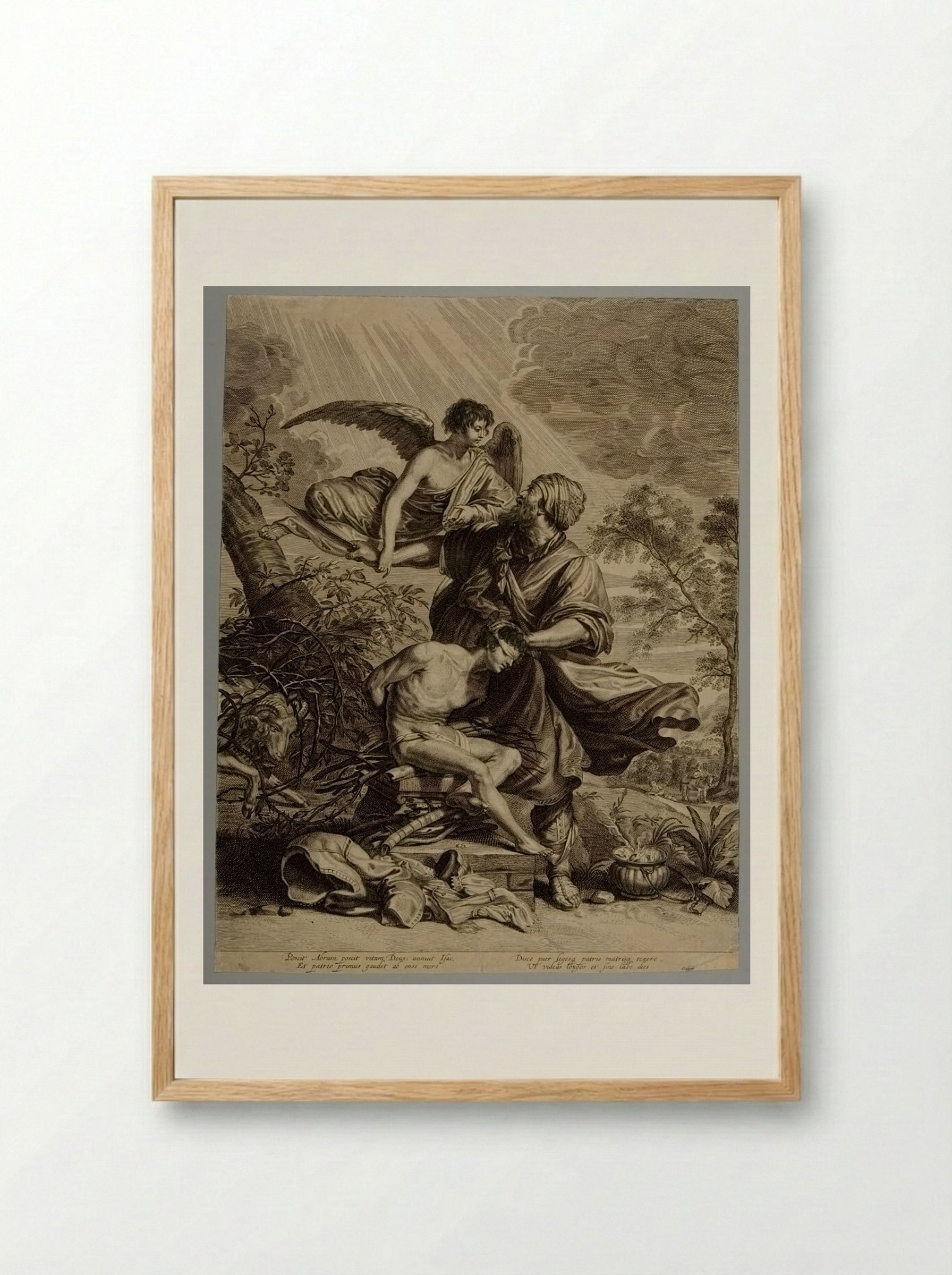 Abraham Offering up Isaac - Schelte Adamsz. Bolswert - Framed Print Wood