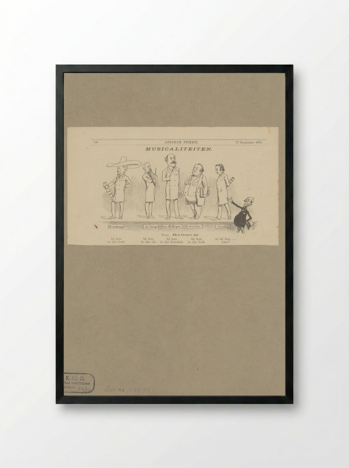 Abraham Prikkie toont vijf componist-dirigenten - Hendrik Jan Carel Linse - Framed Print Black
