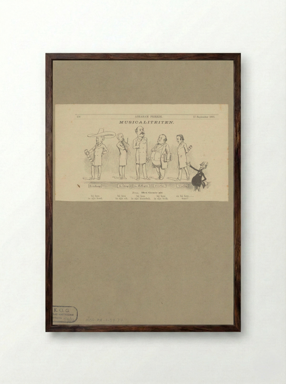 Abraham Prikkie toont vijf componist-dirigenten - Hendrik Jan Carel Linse - Framed Print Dark Wood