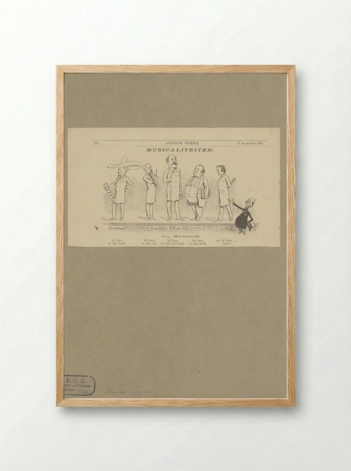 Abraham Prikkie toont vijf componist-dirigenten - Hendrik Jan Carel Linse - Framed Print Wood