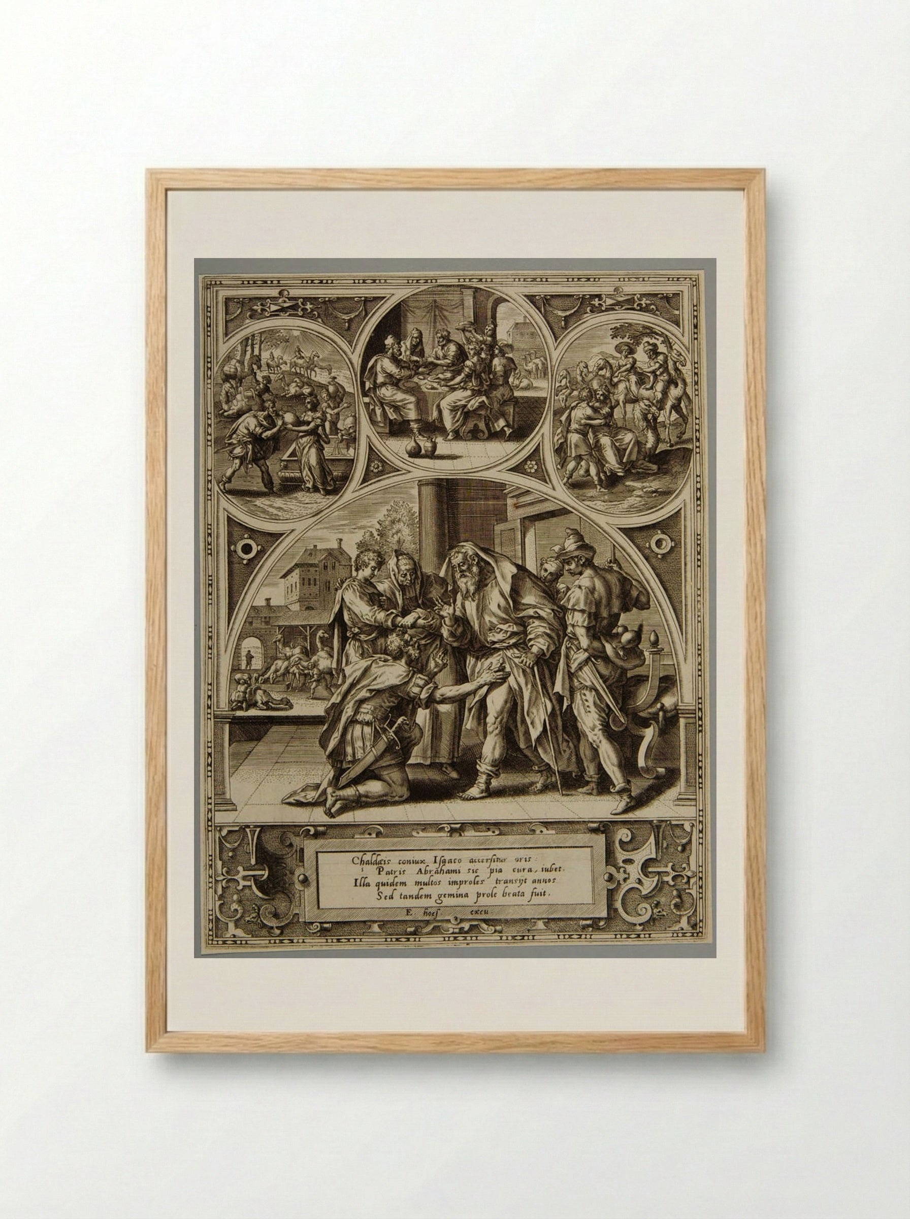 Abraham Sending His Servant for Rebecca - Adriaen Collaert - Framed Print Wood