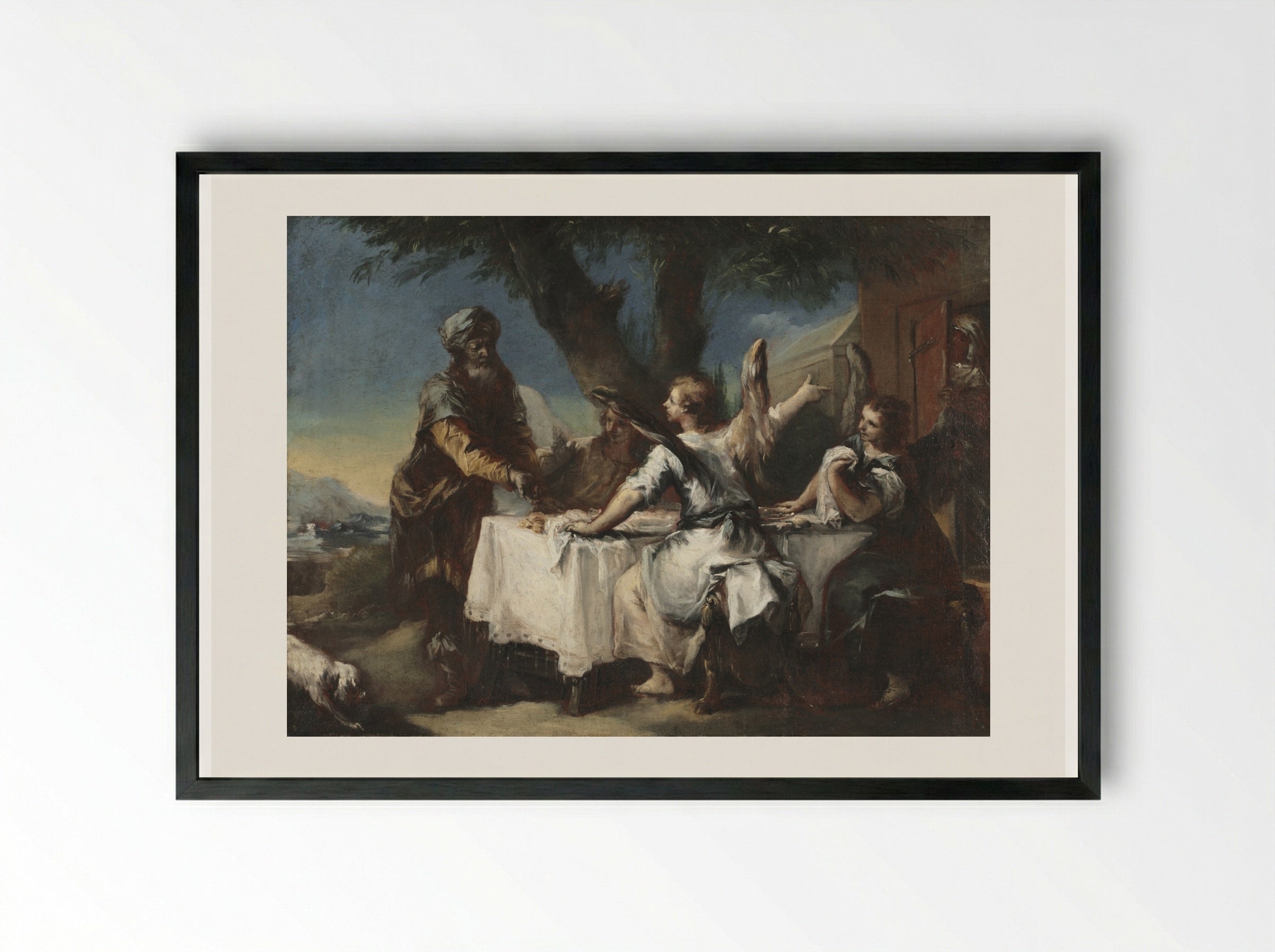 Abraham Welcoming the Three Angels - Francesco Guardi - Framed Print Black