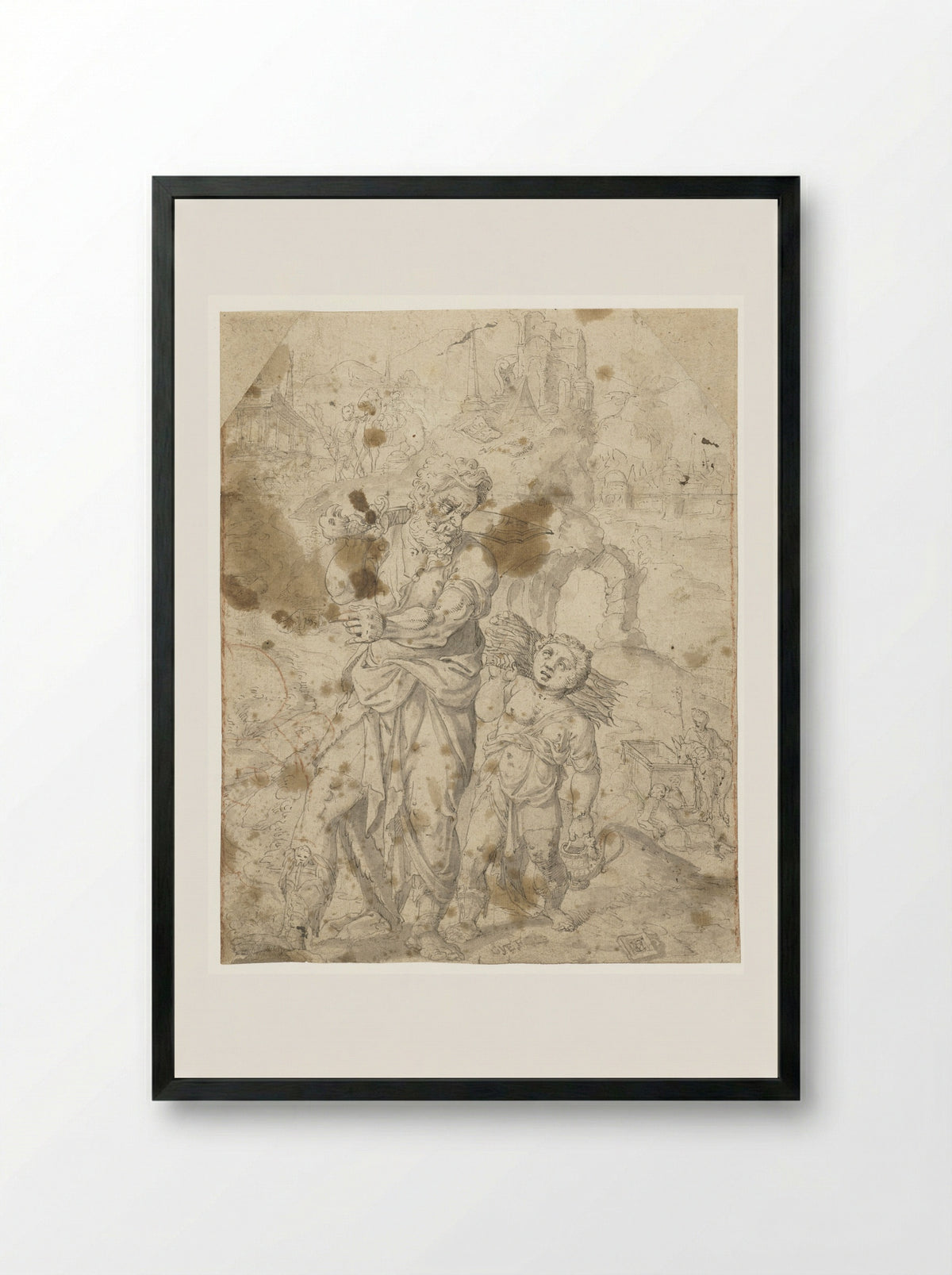 Abraham and Isaac on the Way to the Sacrifice - Monogrammist VCH - Framed Print Black