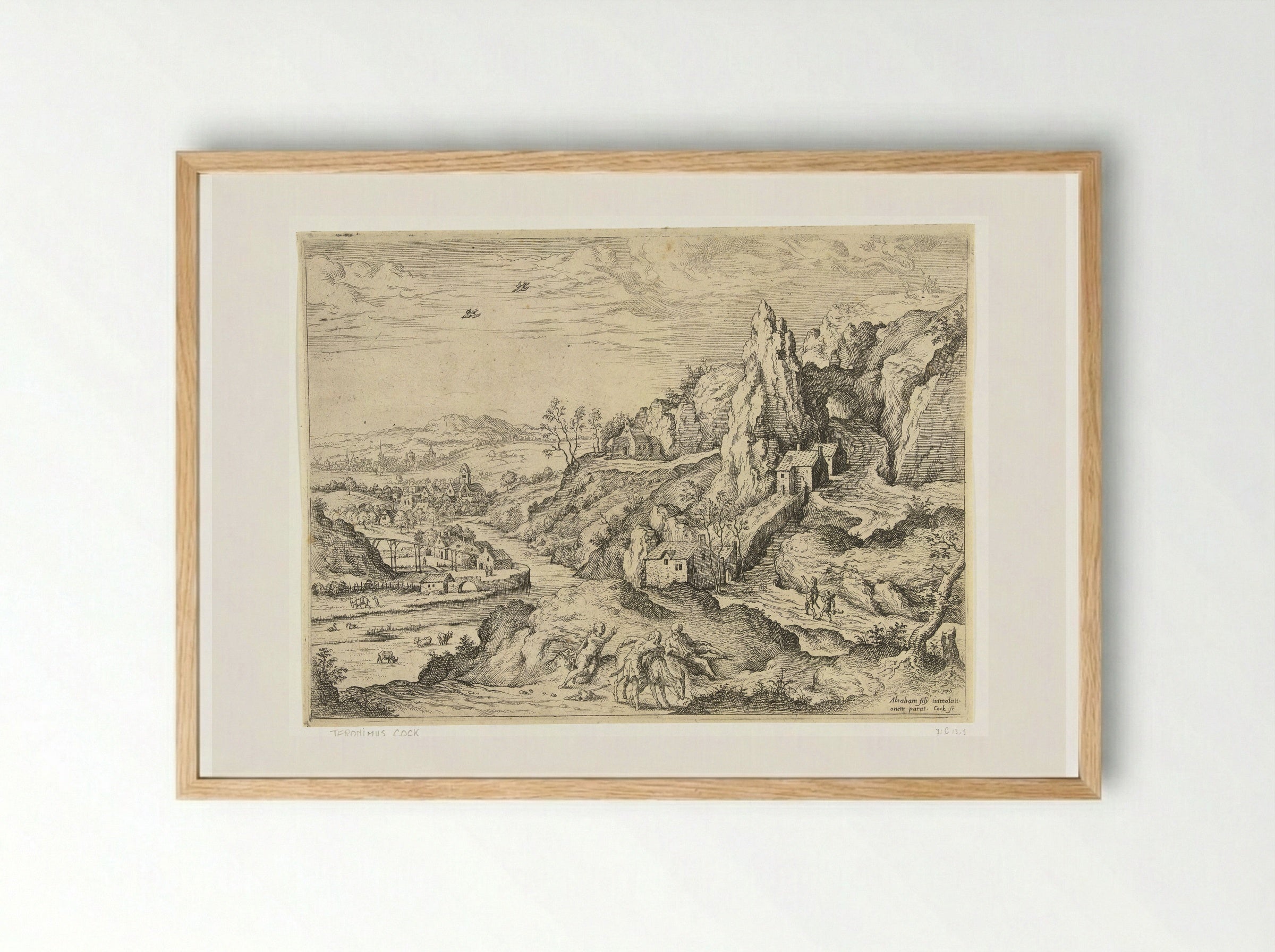 Abraham and Isaac on the Way to the Sacrifice - Hieronymus Cock - Framed Print Wood