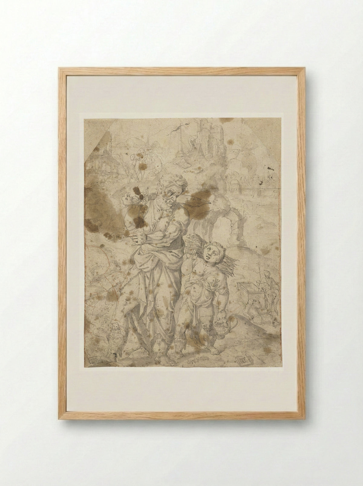 Abraham and Isaac on the Way to the Sacrifice - Monogrammist VCH - Framed Print Wood