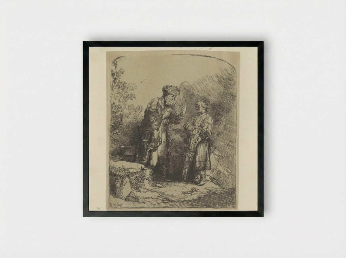 Abraham and Isaac - Henry Louis Basan - Framed Print Black