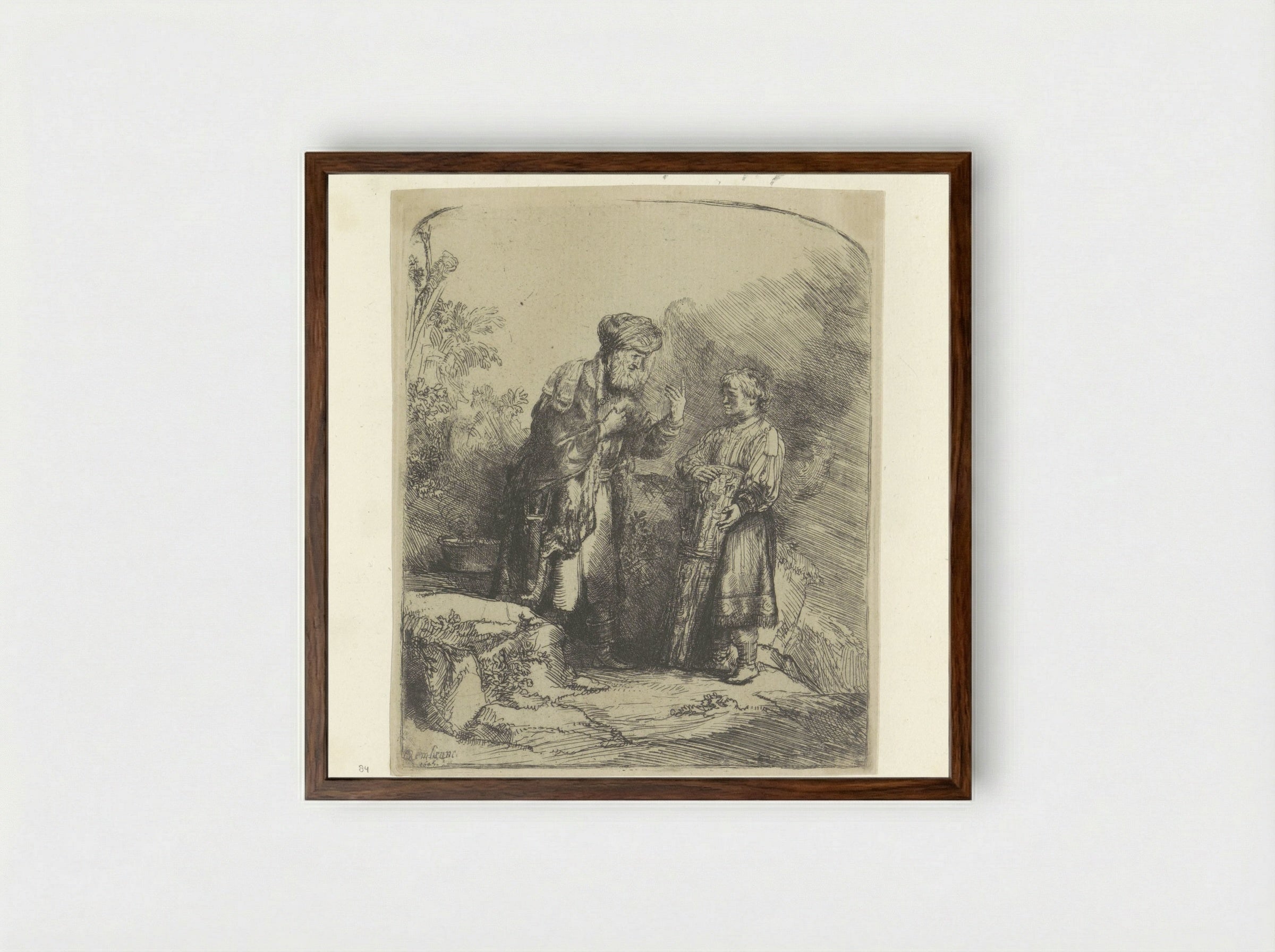Abraham and Isaac - Henry Louis Basan - Framed Print Dark Wood