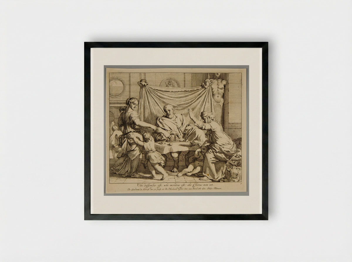 Abraham and Sara at Table - Gérard de Lairesse - Framed Print Black