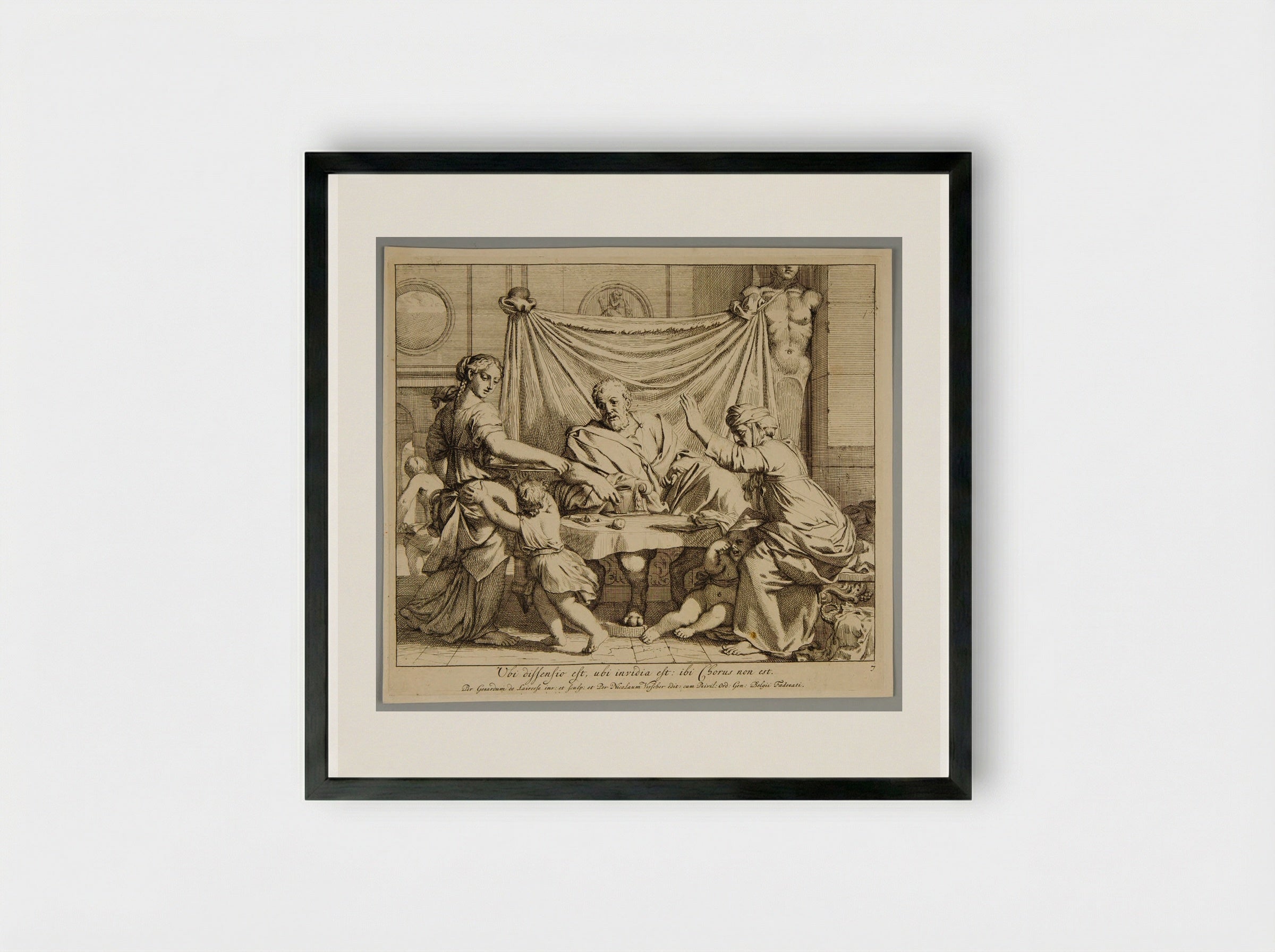 Abraham and Sara at Table - Gérard de Lairesse - Framed Print Black