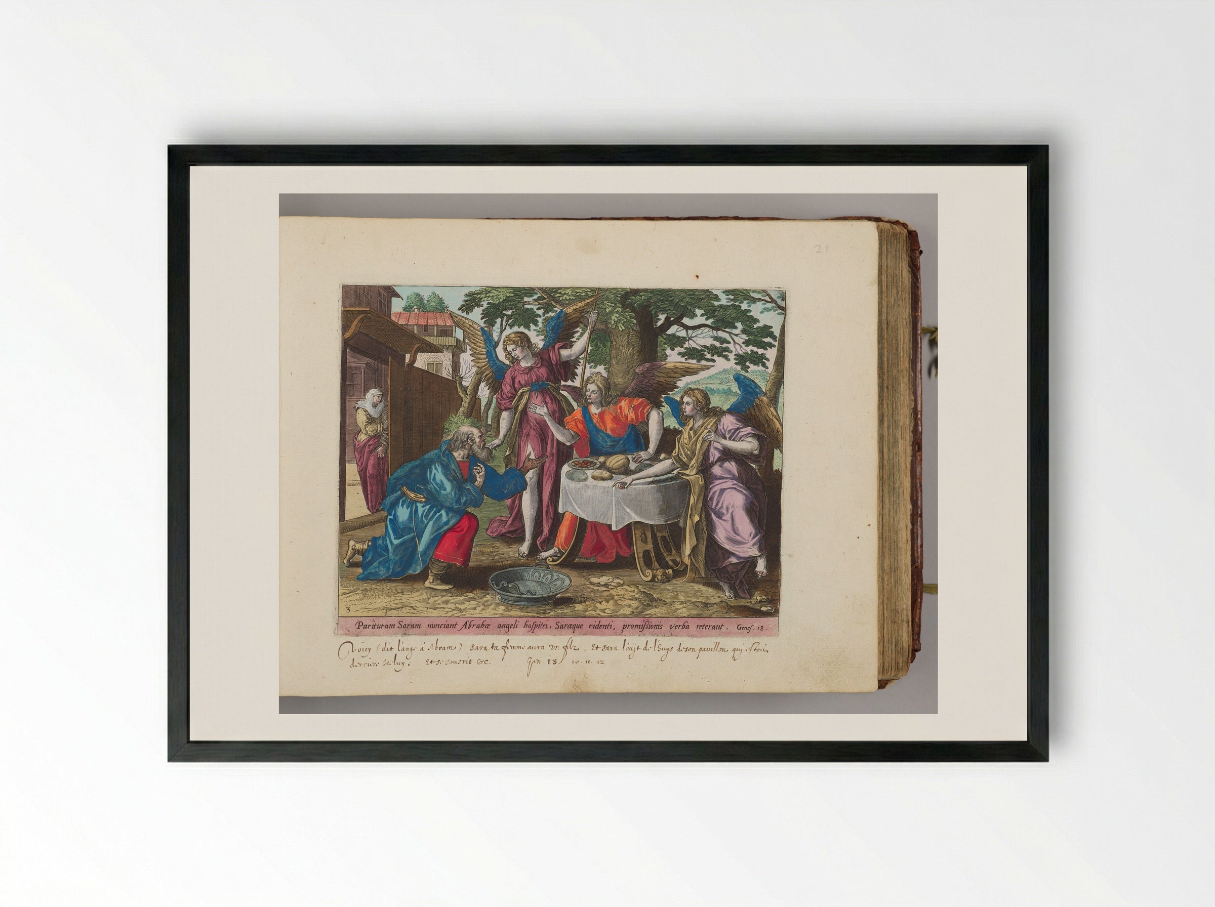 Abraham and the Three Angels - Adriaen Collaert - Framed Print Black