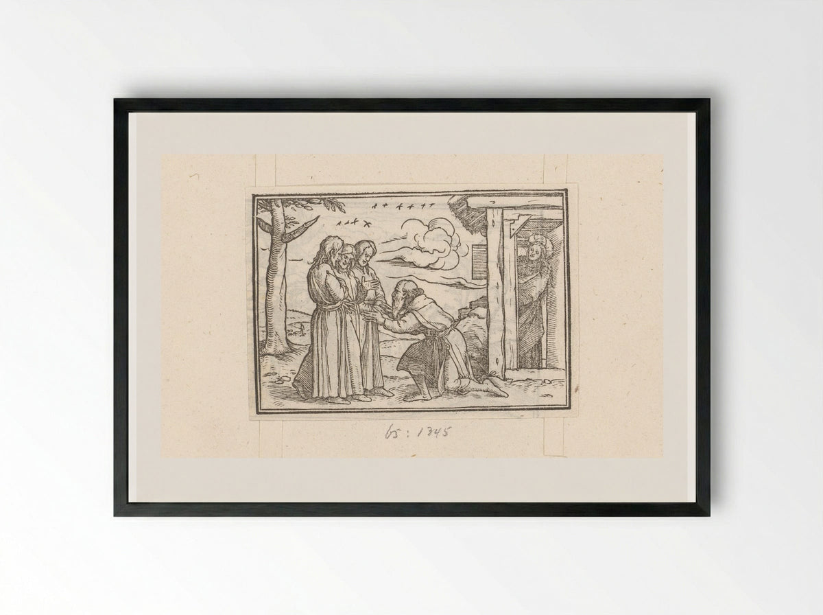 Abraham and the Three Angels - Veit Rudolf Specklin - Framed Print Black