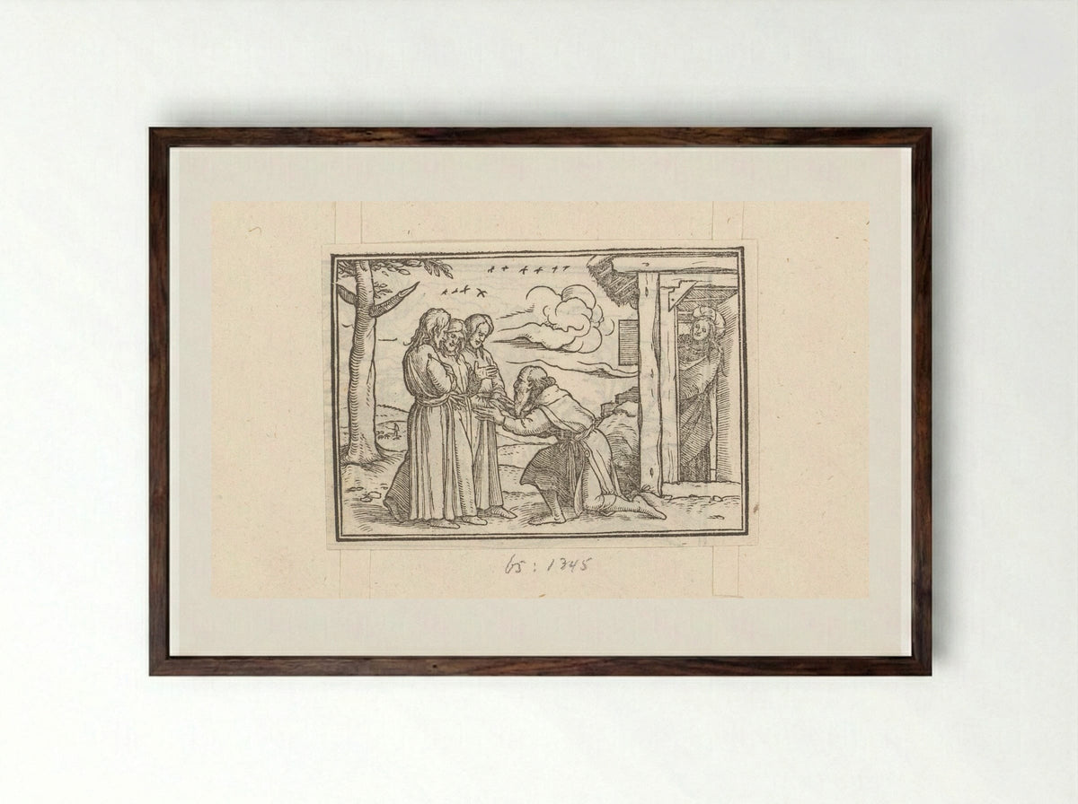 Abraham and the Three Angels - Veit Rudolf Specklin - Framed Print Dark Wood