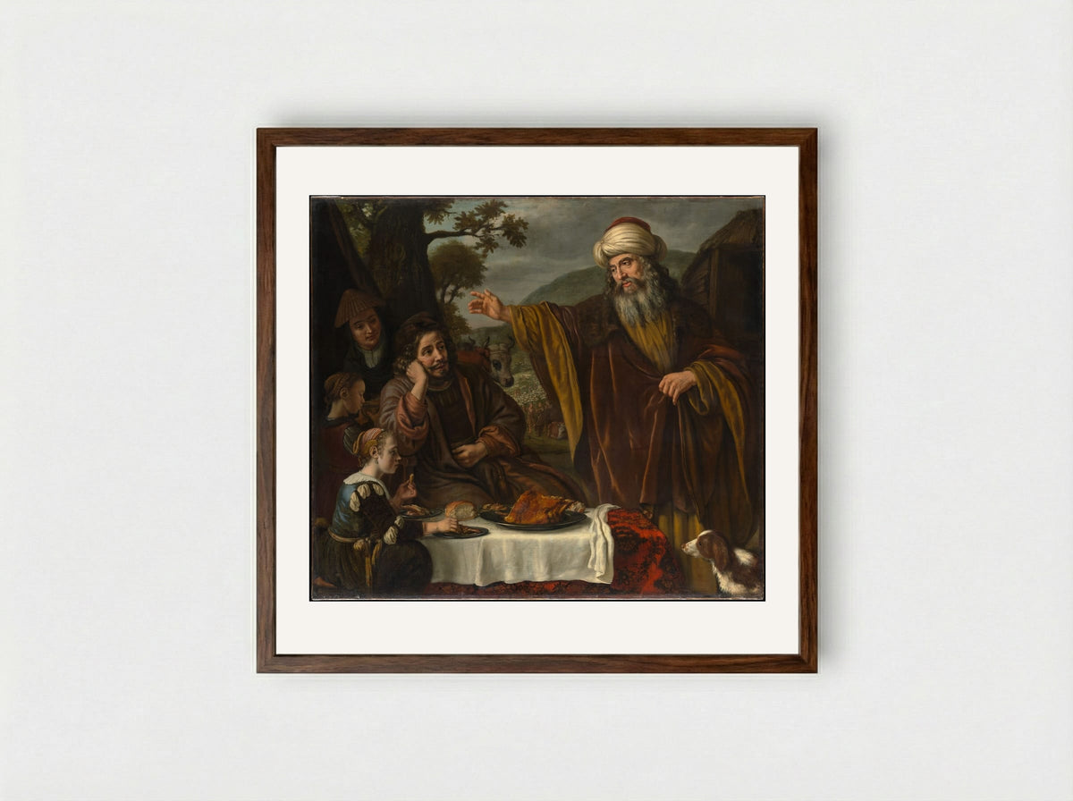 Abraham's Parting from the Family of Lot - Jan Victors - Framed Print Dark Wood