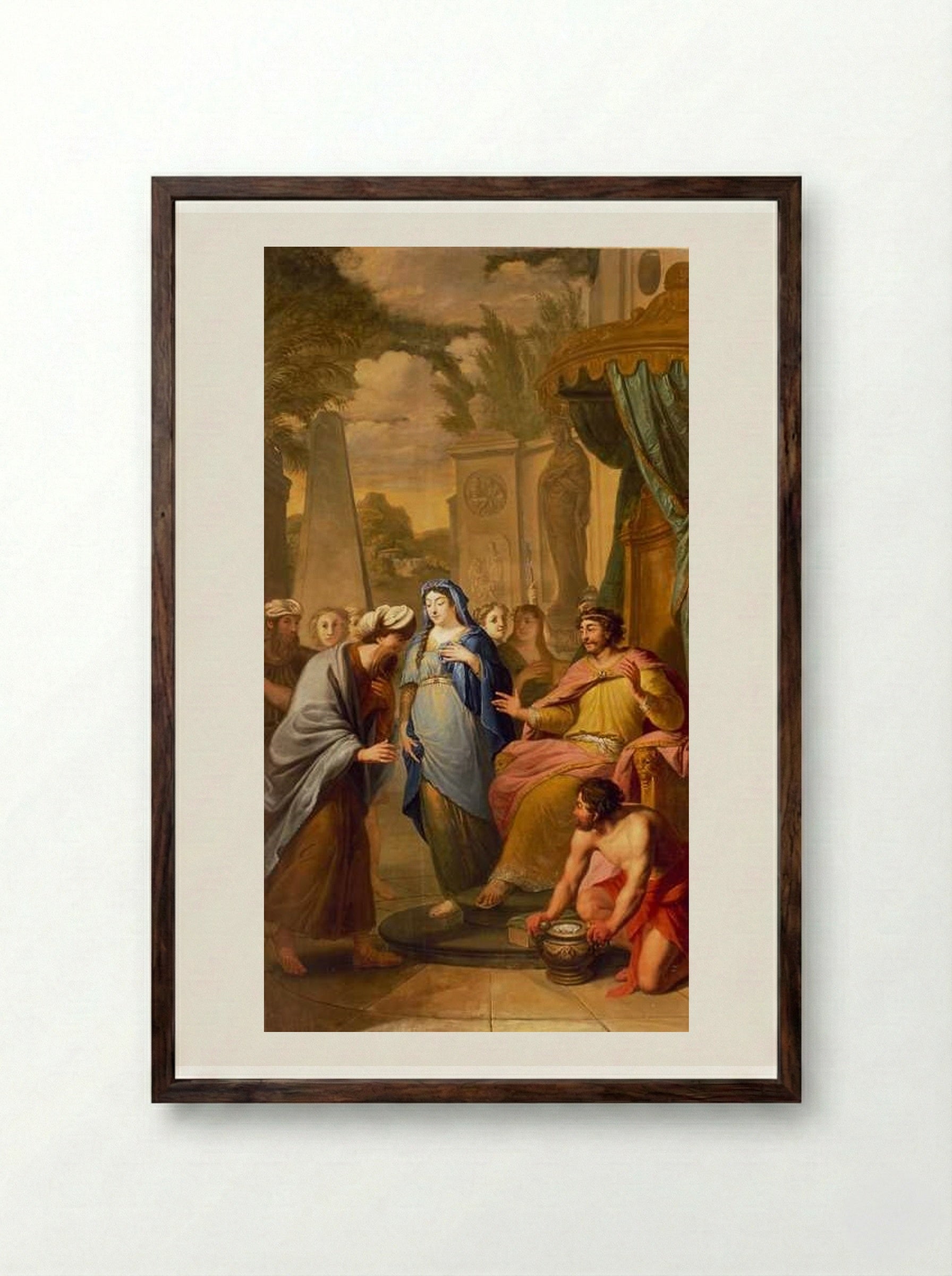 Abraham wordt de geboorte van een zoon voorspeld - Elias van Nijmegen - Framed Print Dark Wood