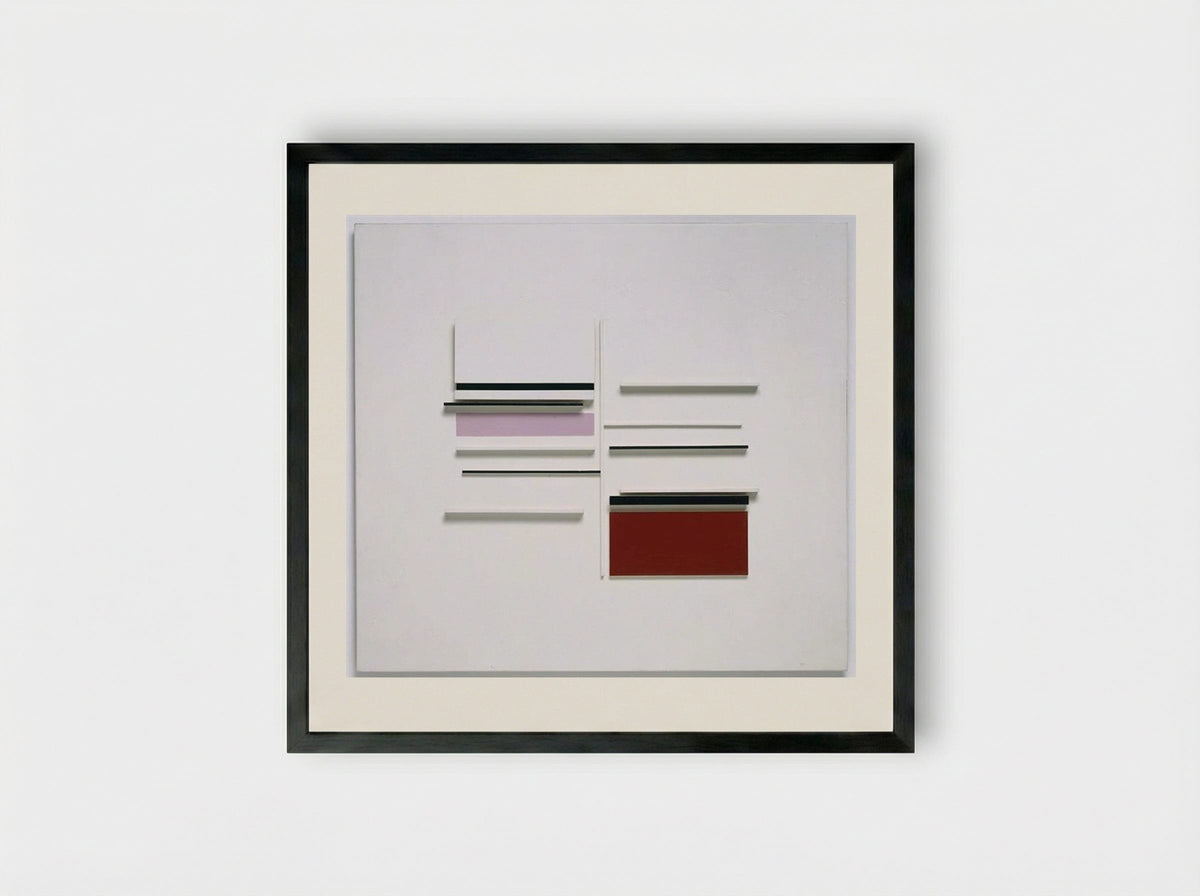 Abstract in White, Black, Indian and Lilac - Victor Pasmore - Framed Print Black