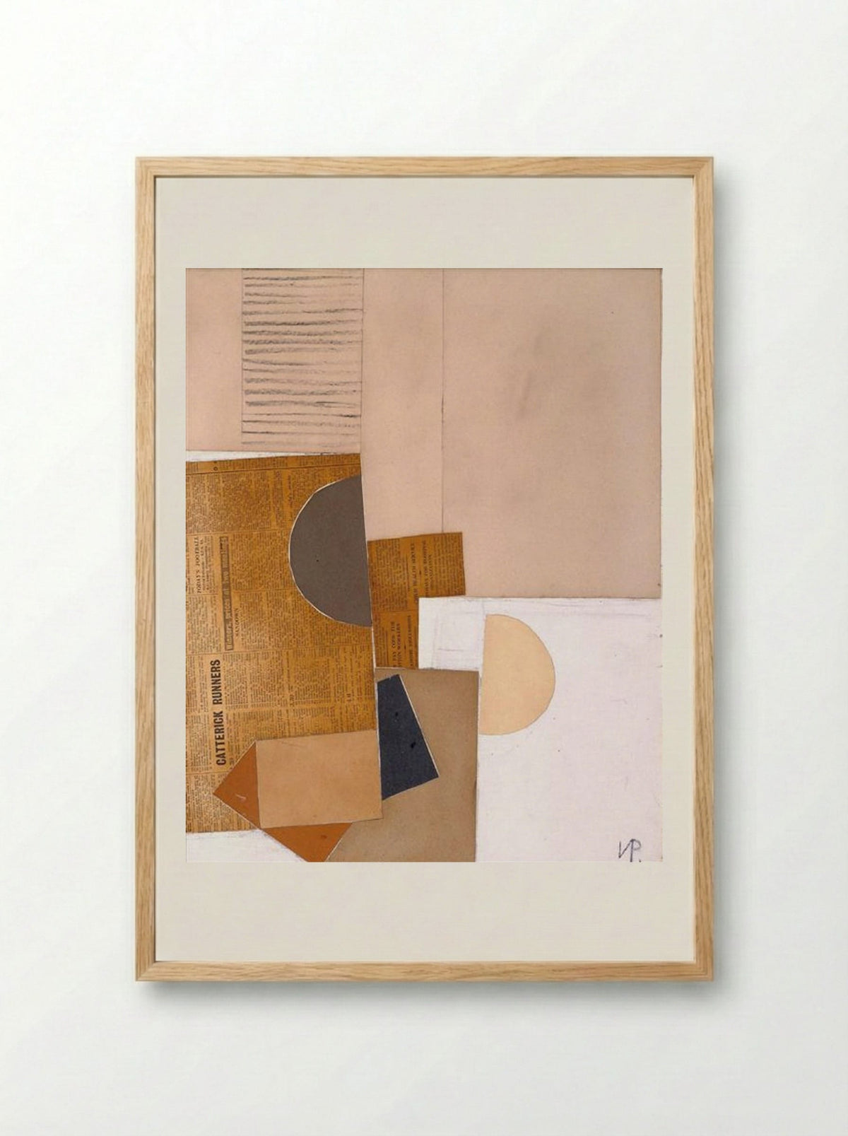 Abstract in White, Grey and Ochre - Victor Pasmore - Framed Print Wood