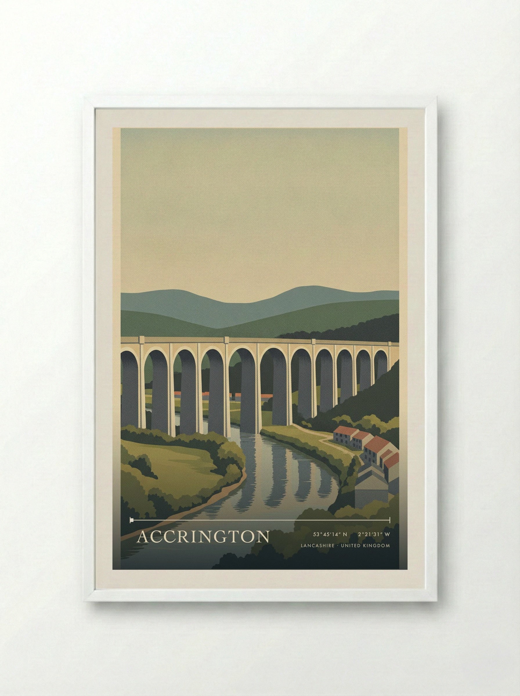 Accrington Lancashire United Kingdom Travel Poster - Framed Print White