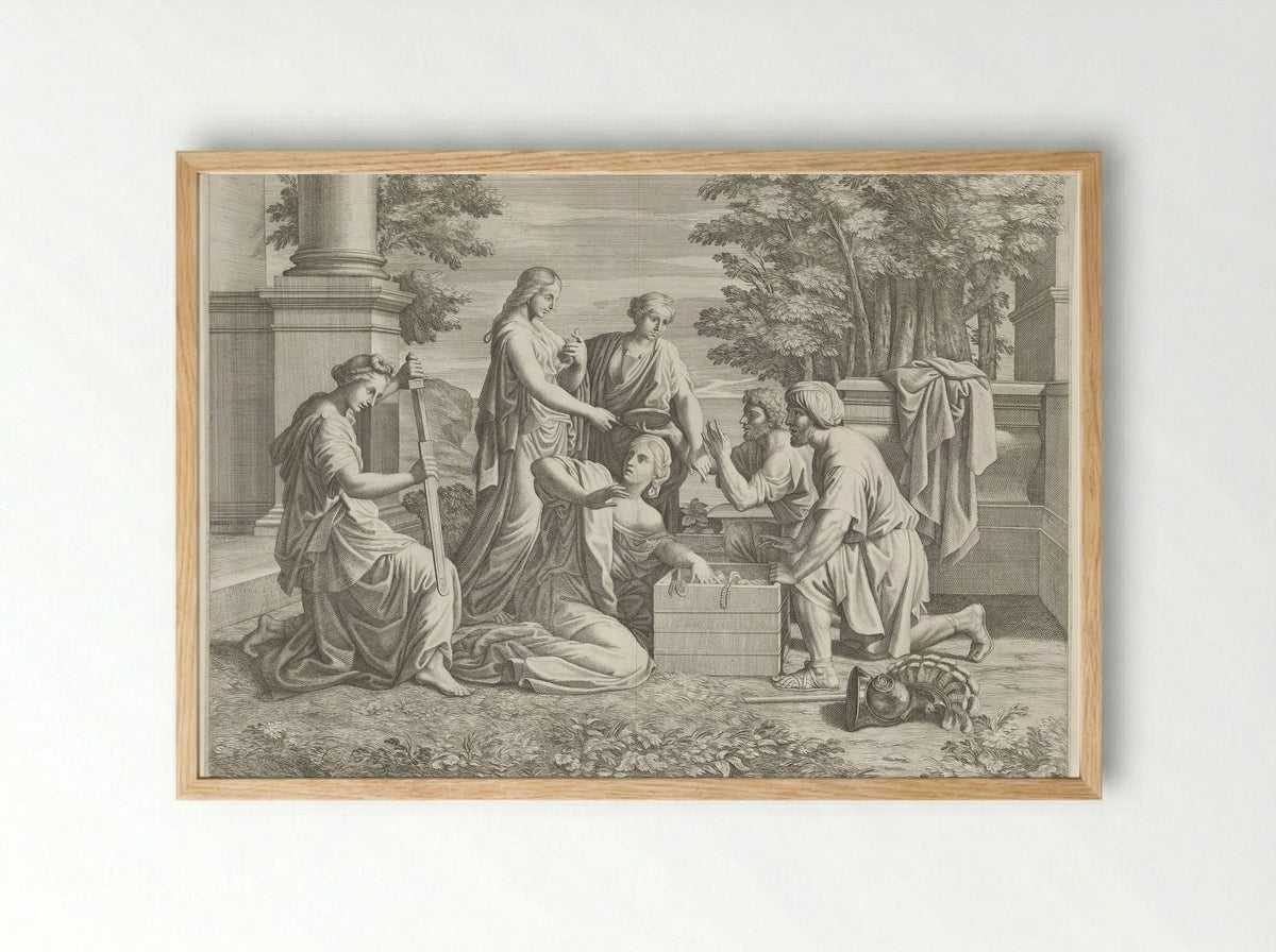 Achilles Discovered Among the Daughters of Lycomedes - Pietro del Po - Framed Print Wood