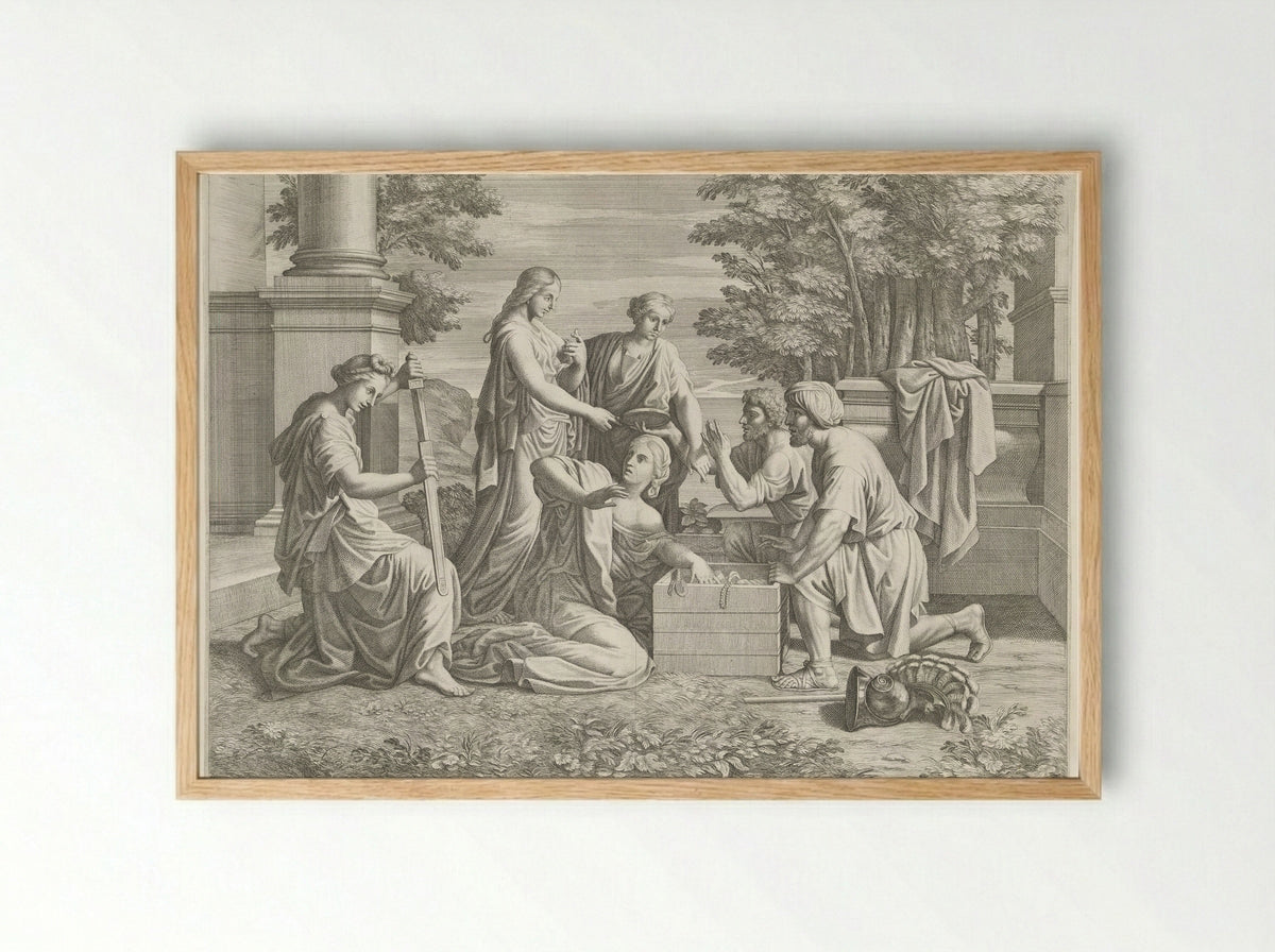 Achilles Discovered Among the Daughters of Lycomedes - Pietro del Po - Framed Print Wood