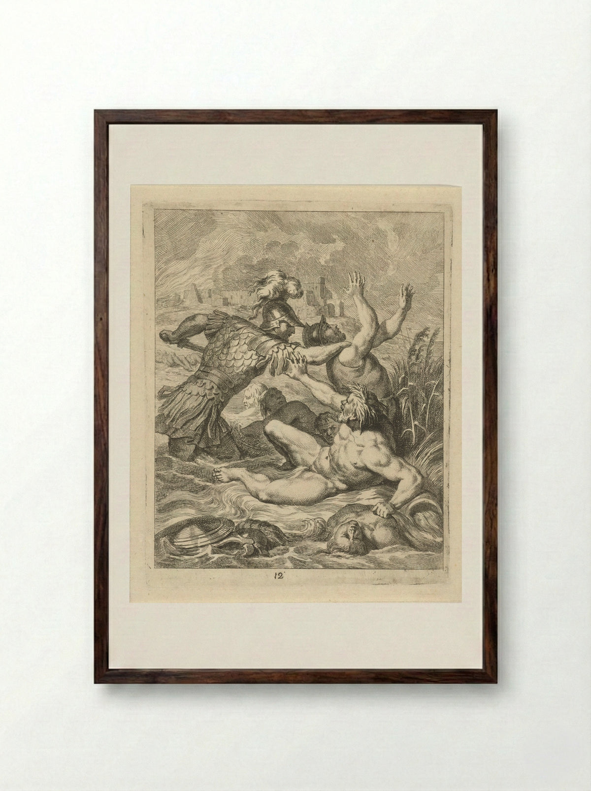 Achilles Fights the River God Scamander - J. Alexander Janssens - Framed Print Dark Wood