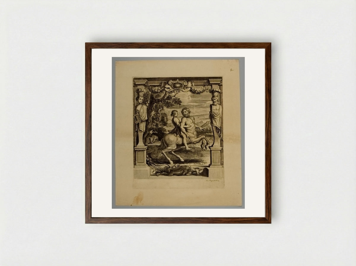 Achilles Instructed by Cheiron - Frans Ertinger - Framed Print Dark Wood
