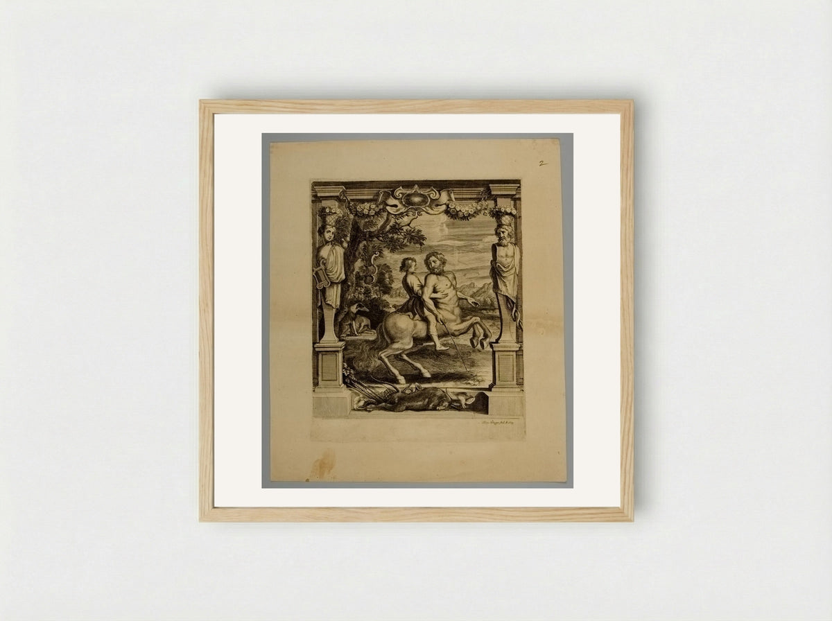Achilles Instructed by Cheiron - Frans Ertinger - Framed Print Wood