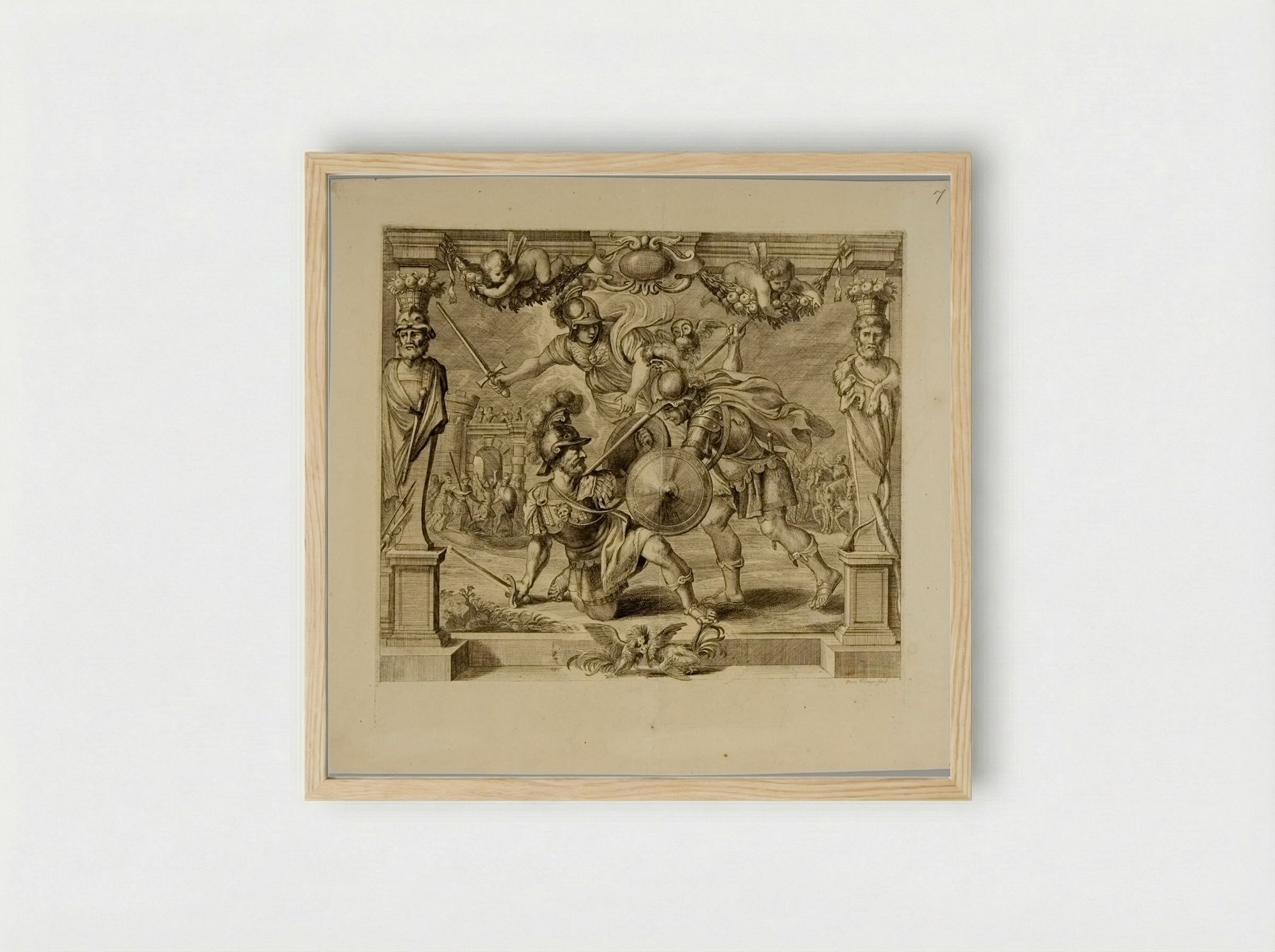 Achilles Vanquishing Hector - Frans Ertinger - Framed Print Wood