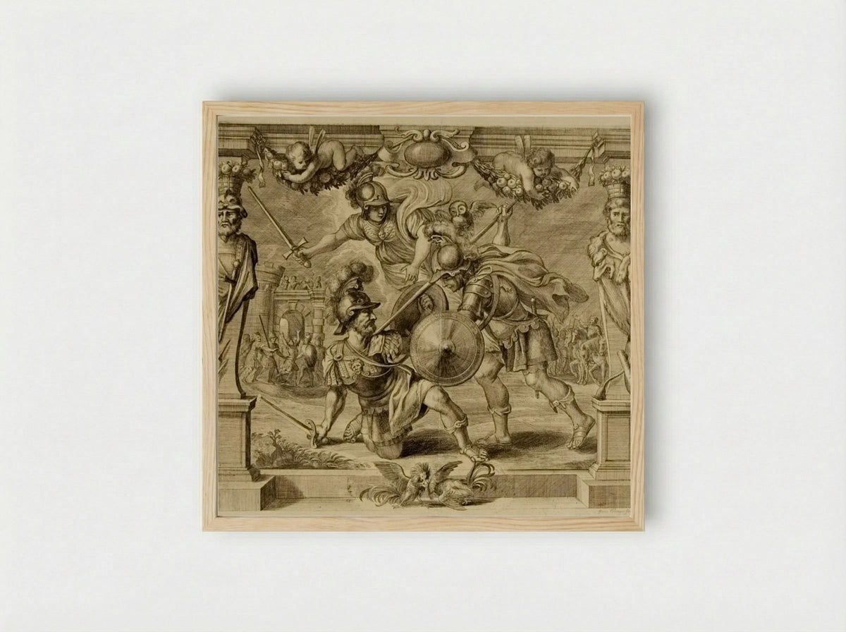 Achilles Vanquishing Hector - Frans Ertinger - Framed Print Wood