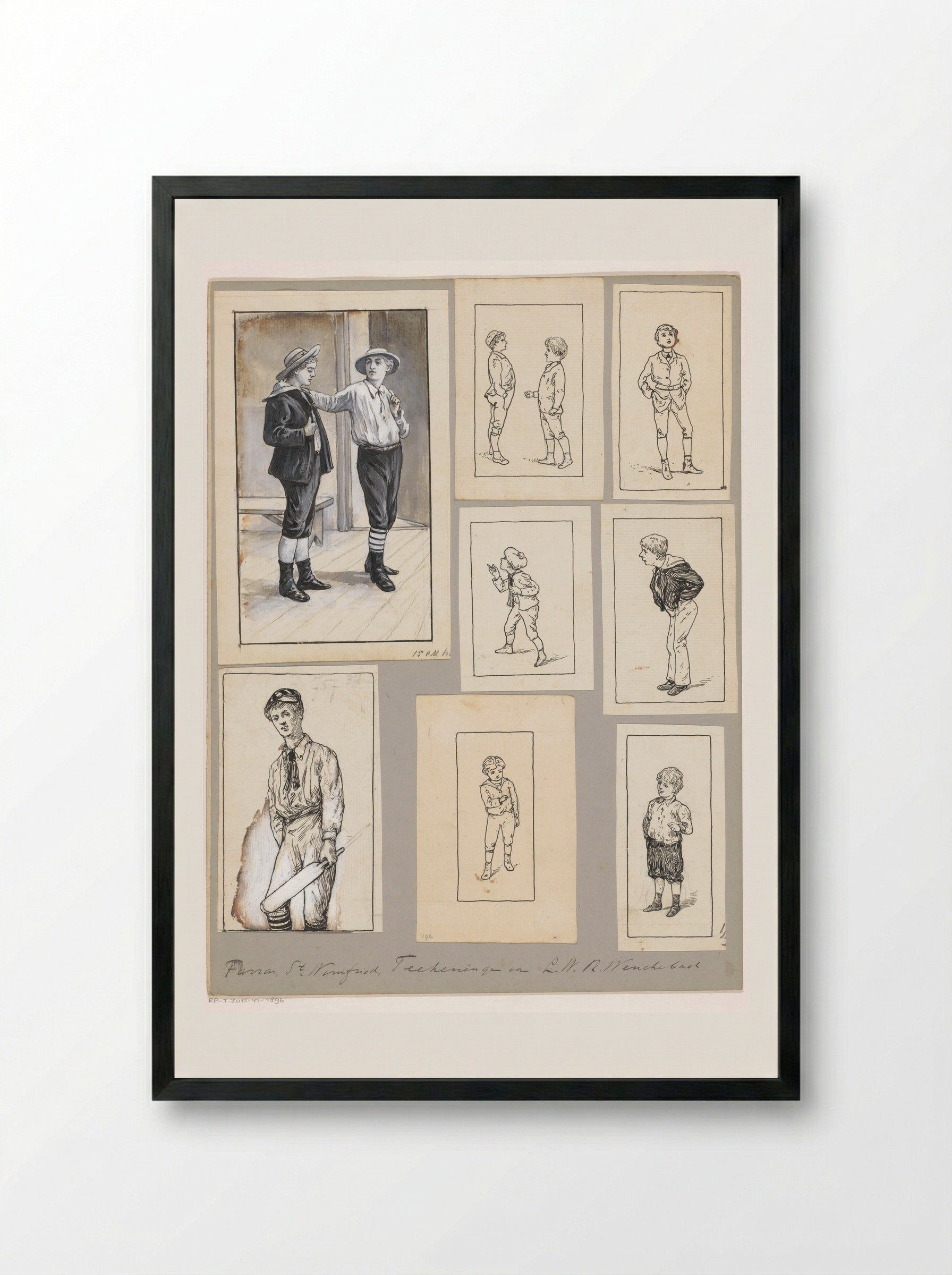 Acht scènes met jongens - Willem Wenckebach - Framed Print Black