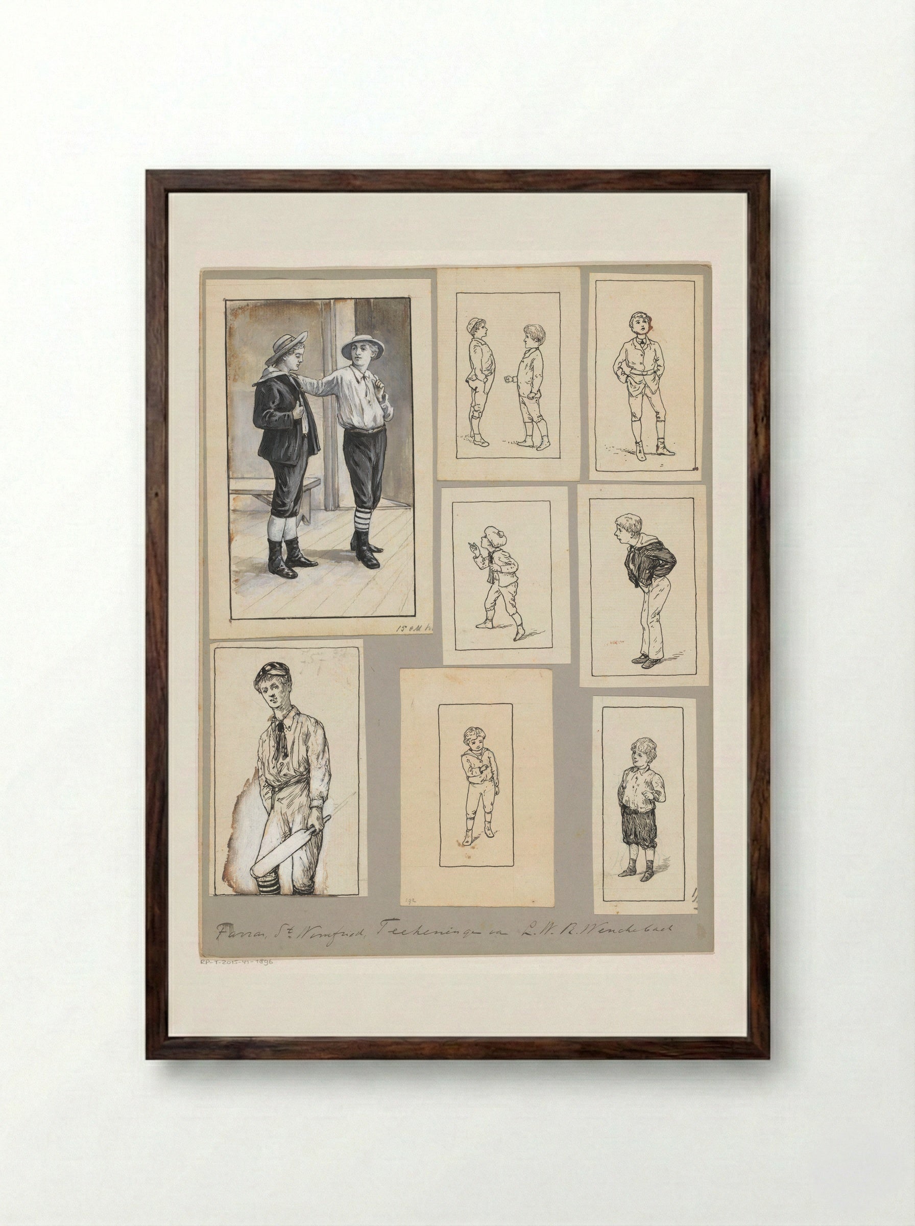 Acht scènes met jongens - Willem Wenckebach - Framed Print Dark Wood