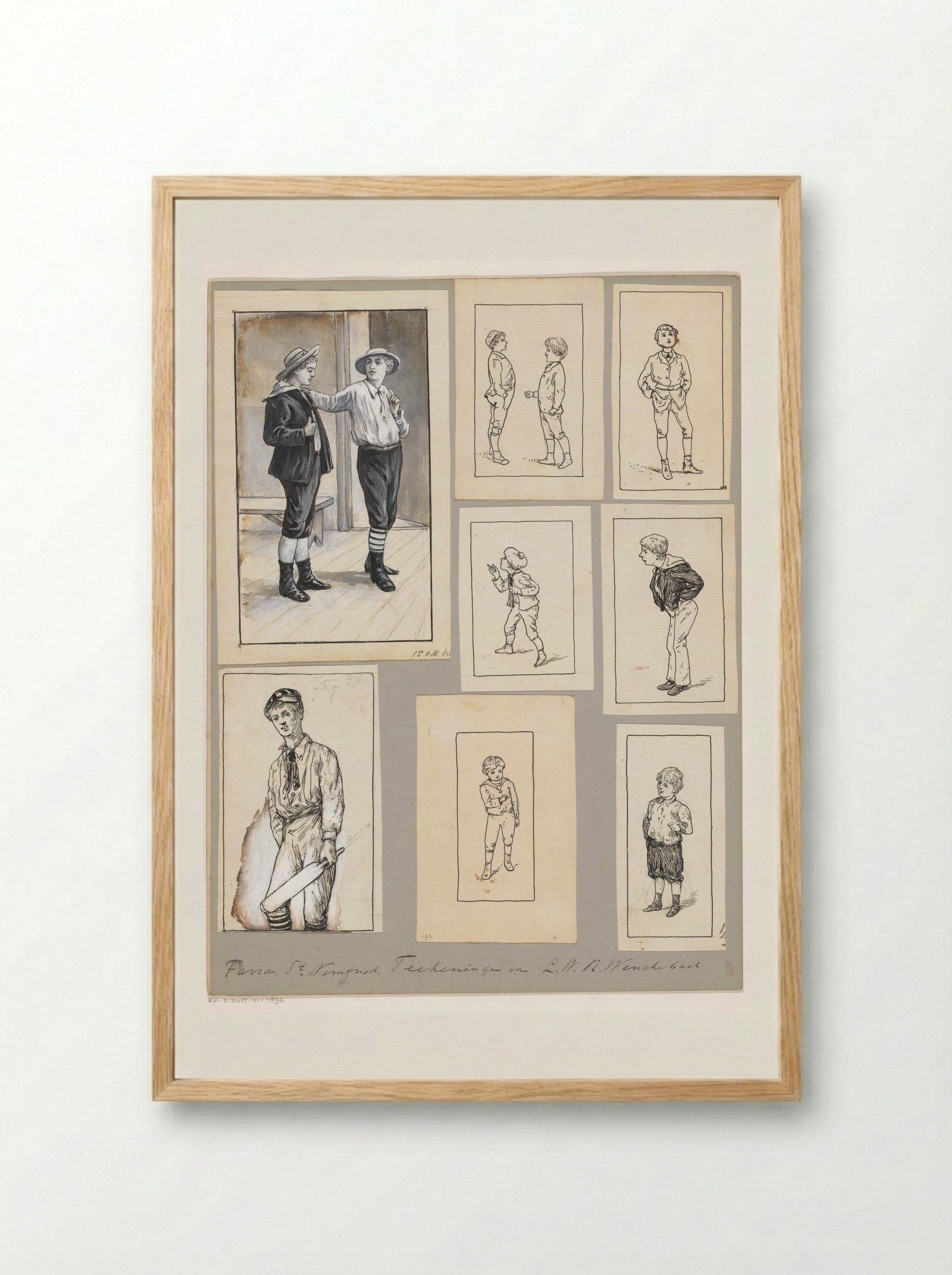Acht scènes met jongens - Willem Wenckebach - Framed Print Wood