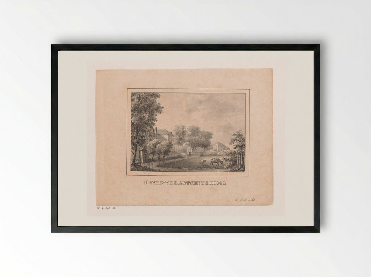 Achterzijde van de Rijks Veeartsenijschool in Utrecht - Michel Mourot - Framed Print Black