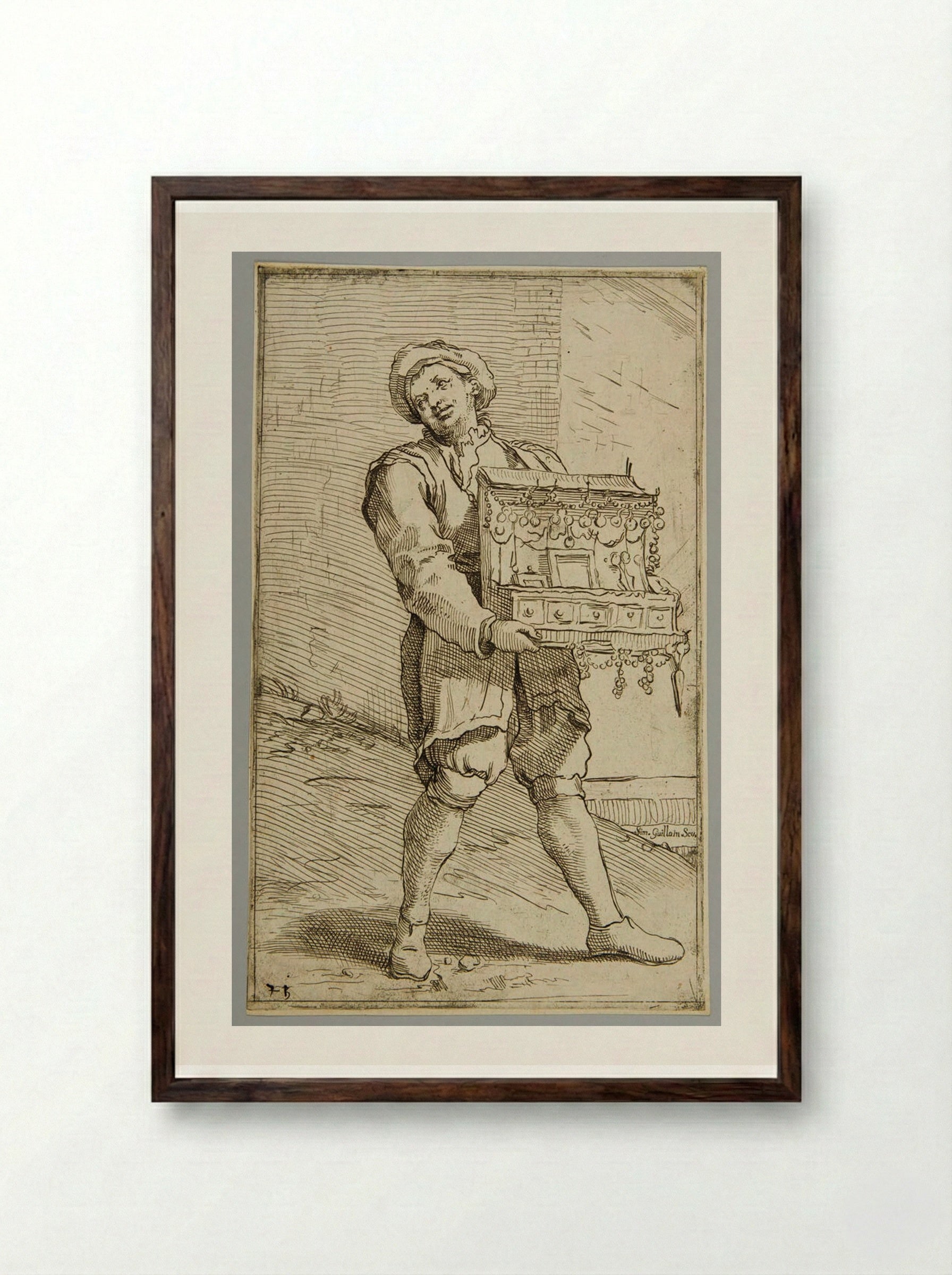 Acoramaglietti (Plate 71) - Simon Guillain - Framed Print Dark Wood
