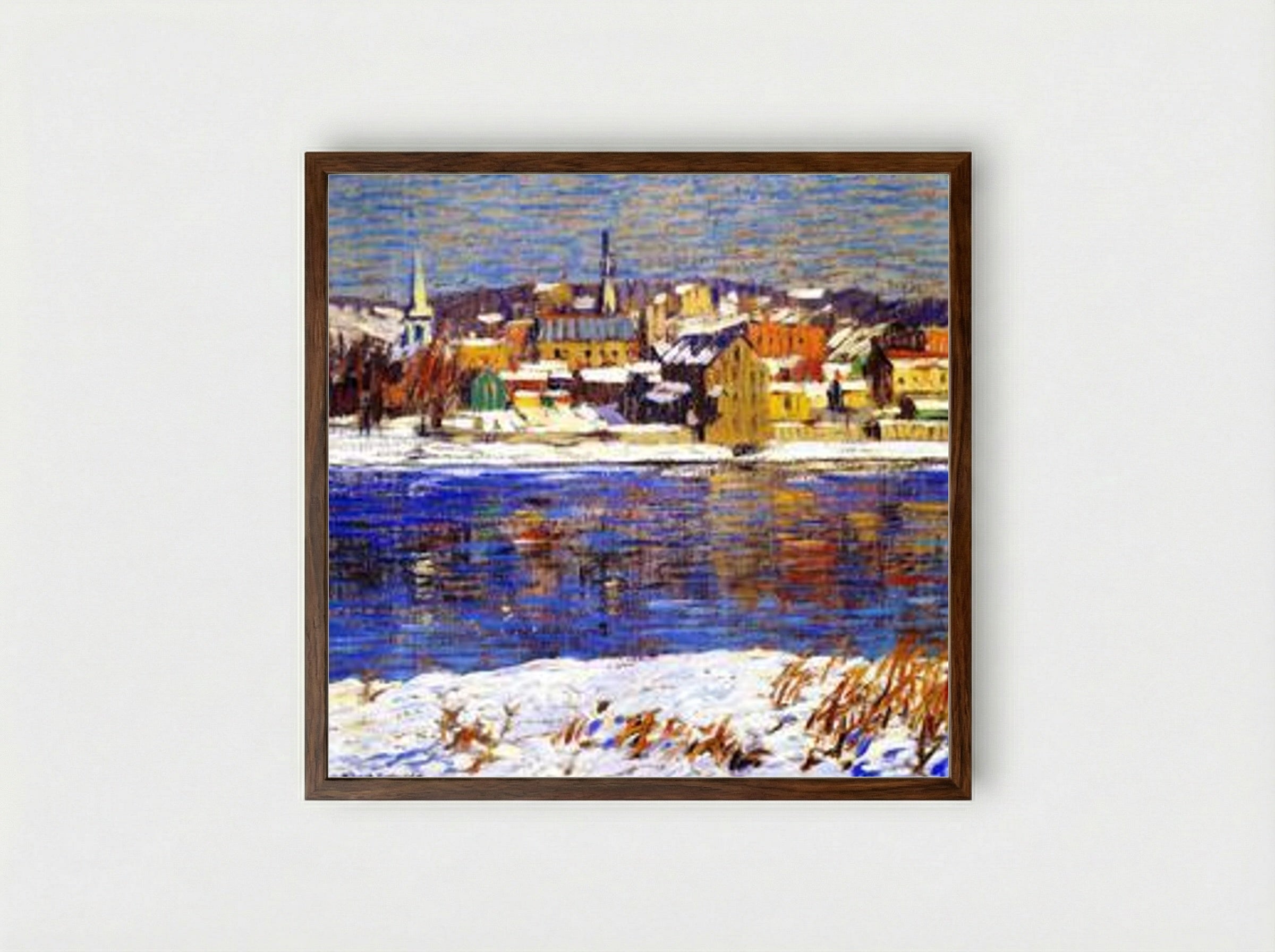 Across the Delaware - Robert Spencer - Framed Print Dark Wood