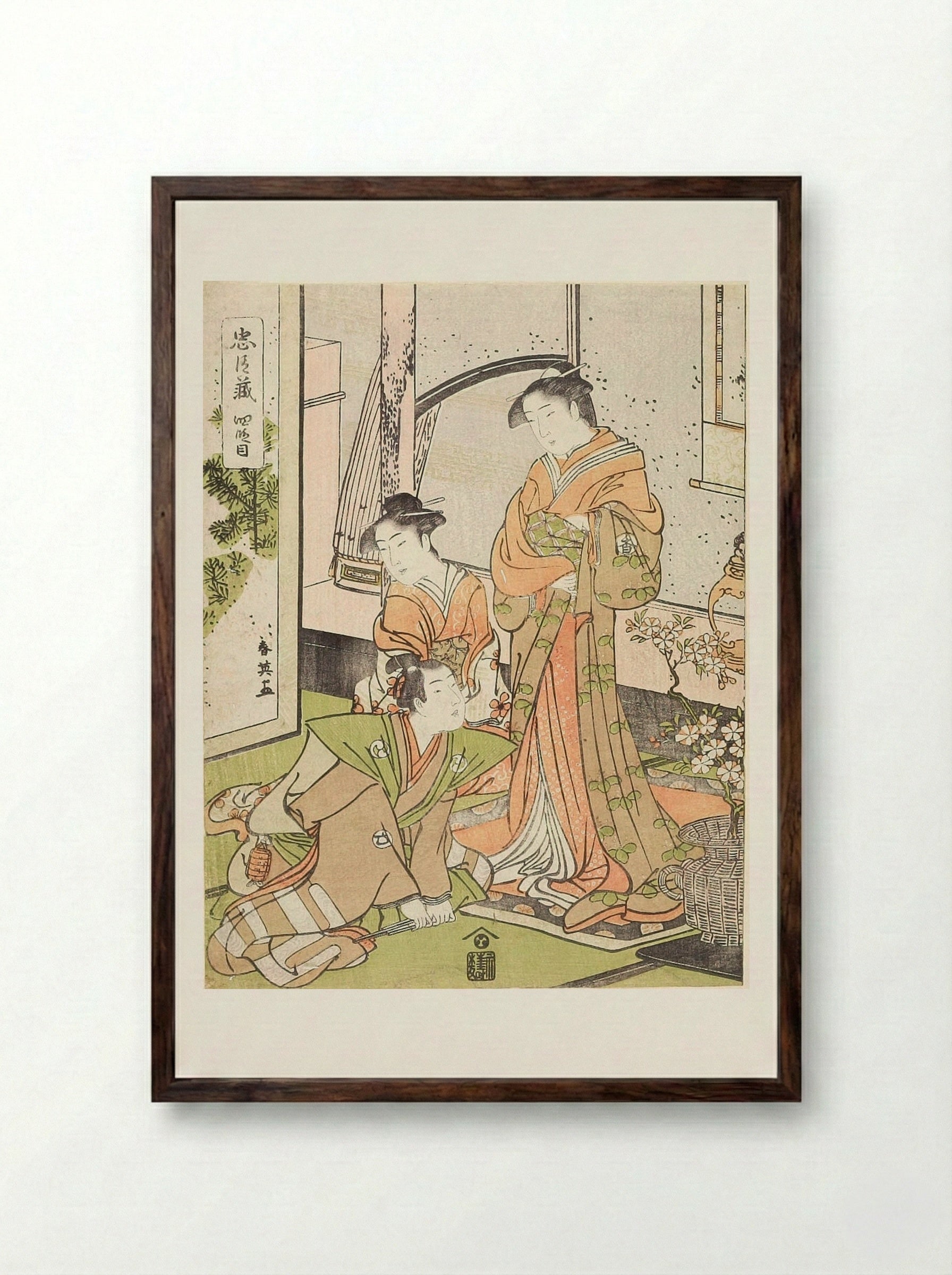 Act Four from the series Treasury of Loyal Retainers - Katsukawa Shun'ei - Framed Print Dark Wood