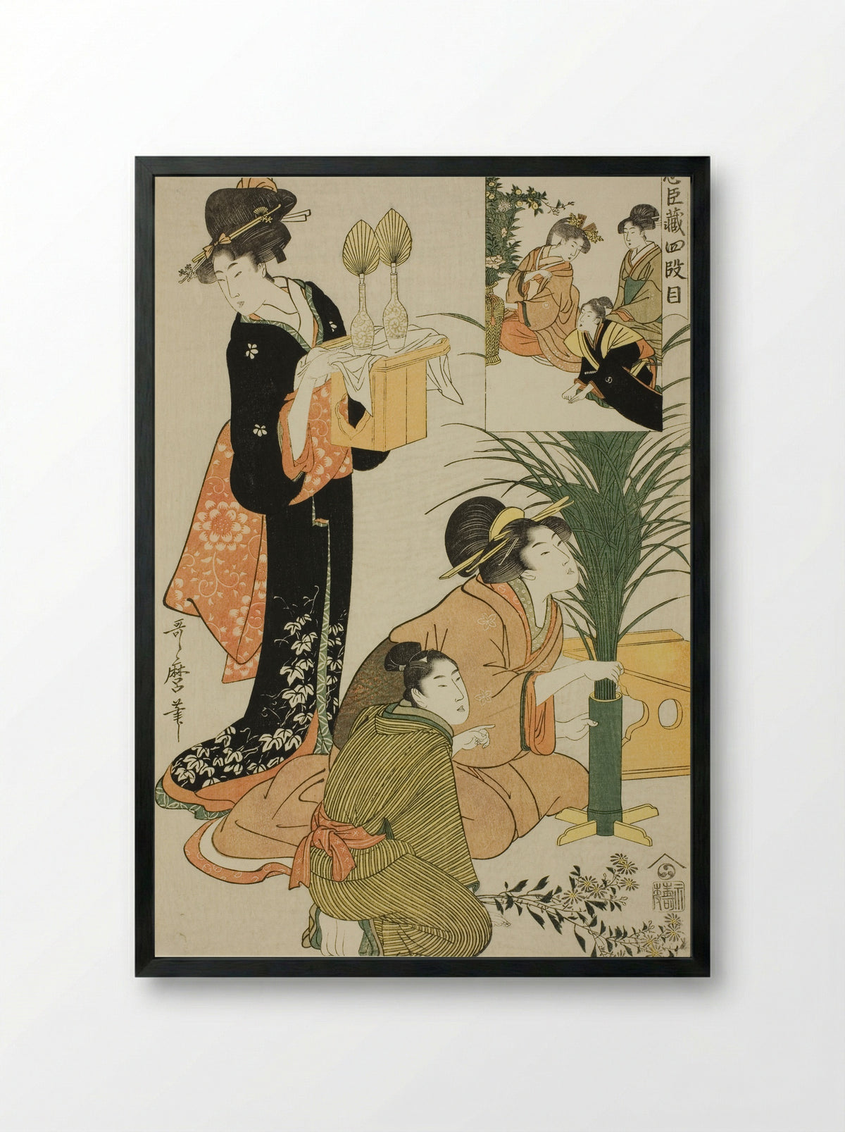Act IV, from Treasury of the Loyal Retainers - Kitagawa Utamaro - Framed Print Black