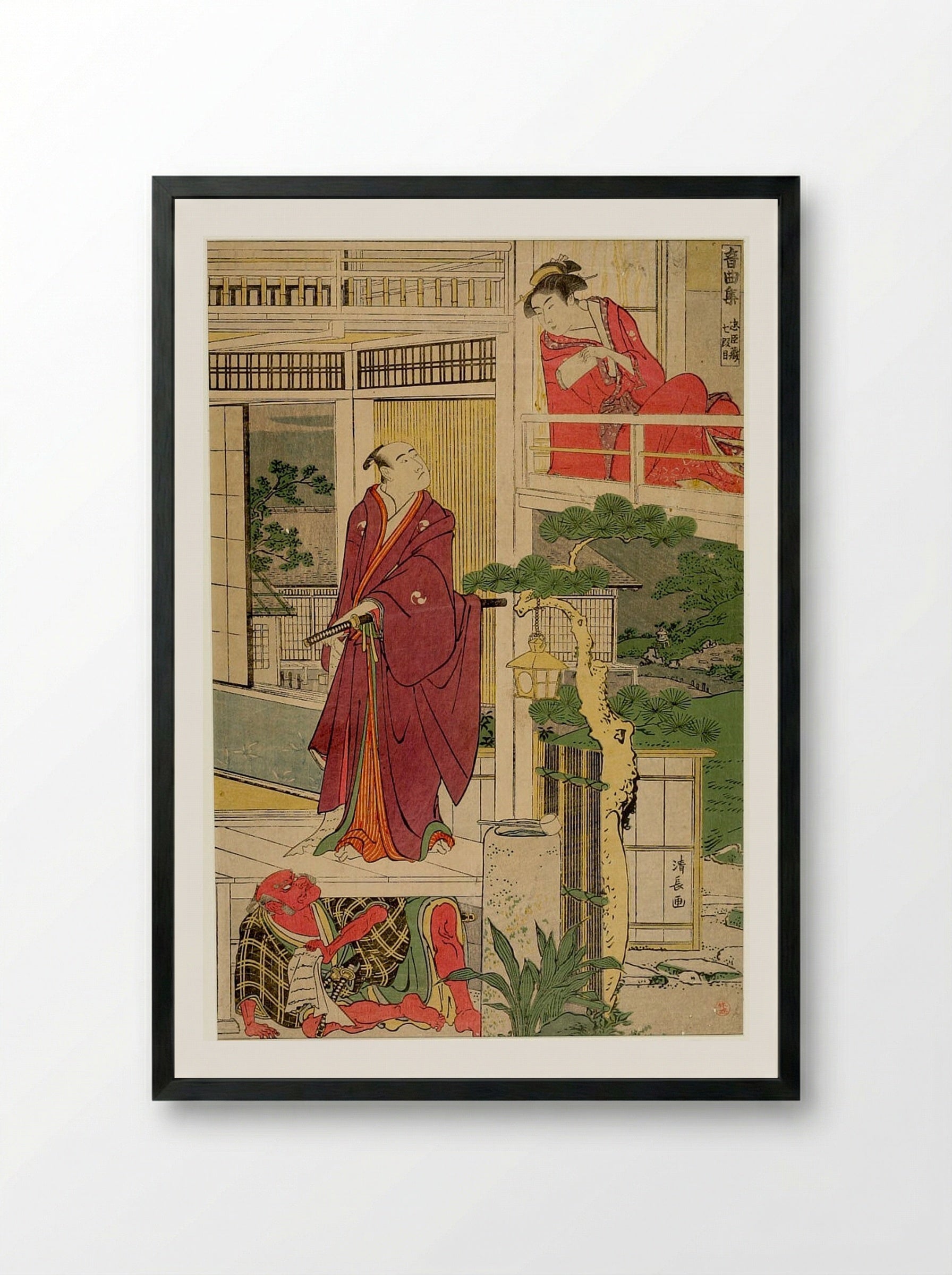 Act Seven from the series Treasury of Loyal Retainers - Torii Kiyonaga - Framed Print Black