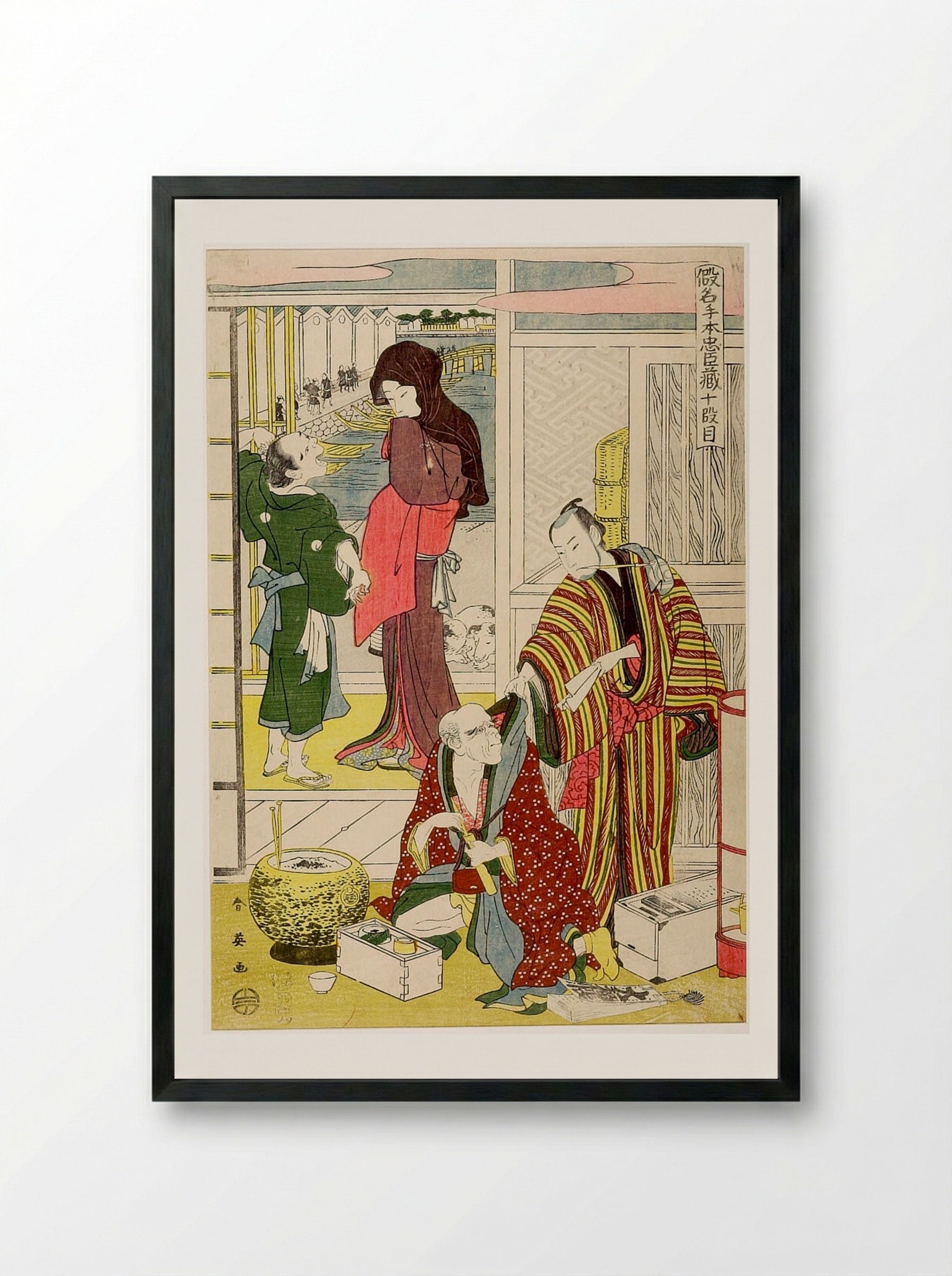 Act Ten from the series Treasury of Loyal Retainers - Katsukawa Shun'ei - Framed Print Black