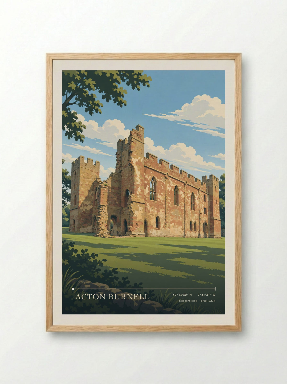 Acton Burnell, Shropshire | Travel Poster - Framed Print Wood