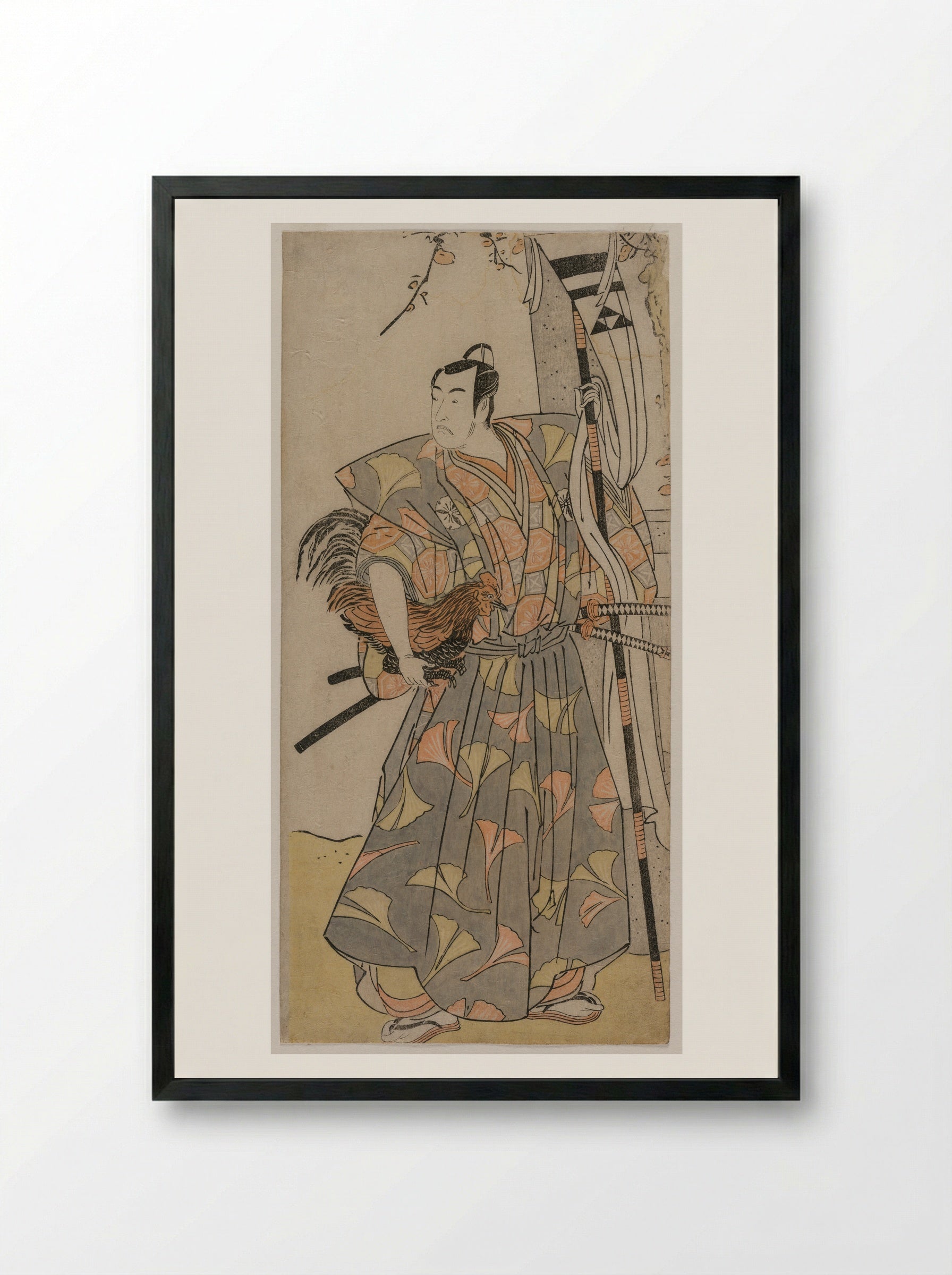 Actor Arashi Sangoro II as a Samurai - Katsukawa Shunkō - Framed Print Black