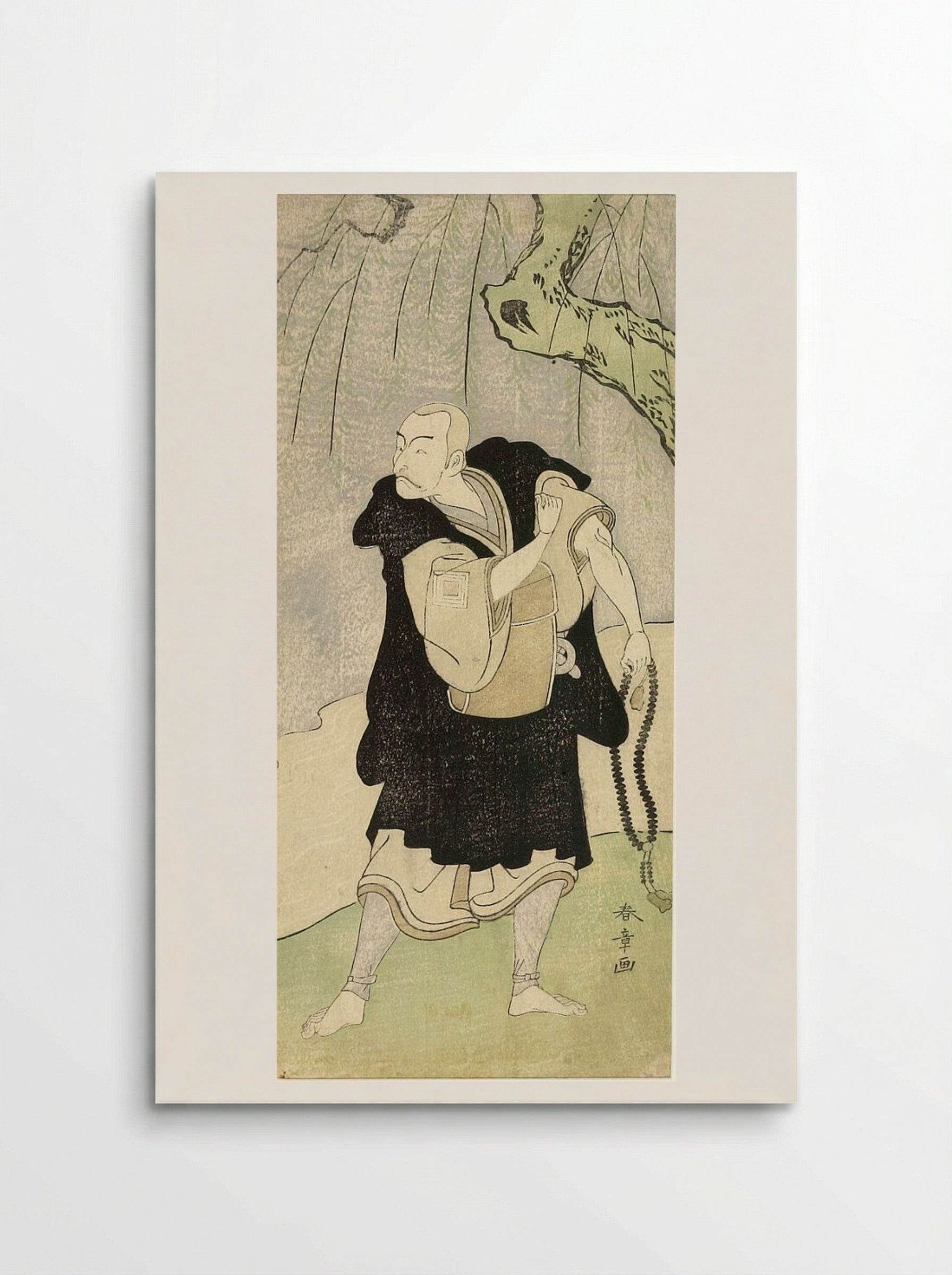 Actor Ichikawa Danjūrō V with a Rosary Beneath a Willow - Katsukawa Shunshō - Poster