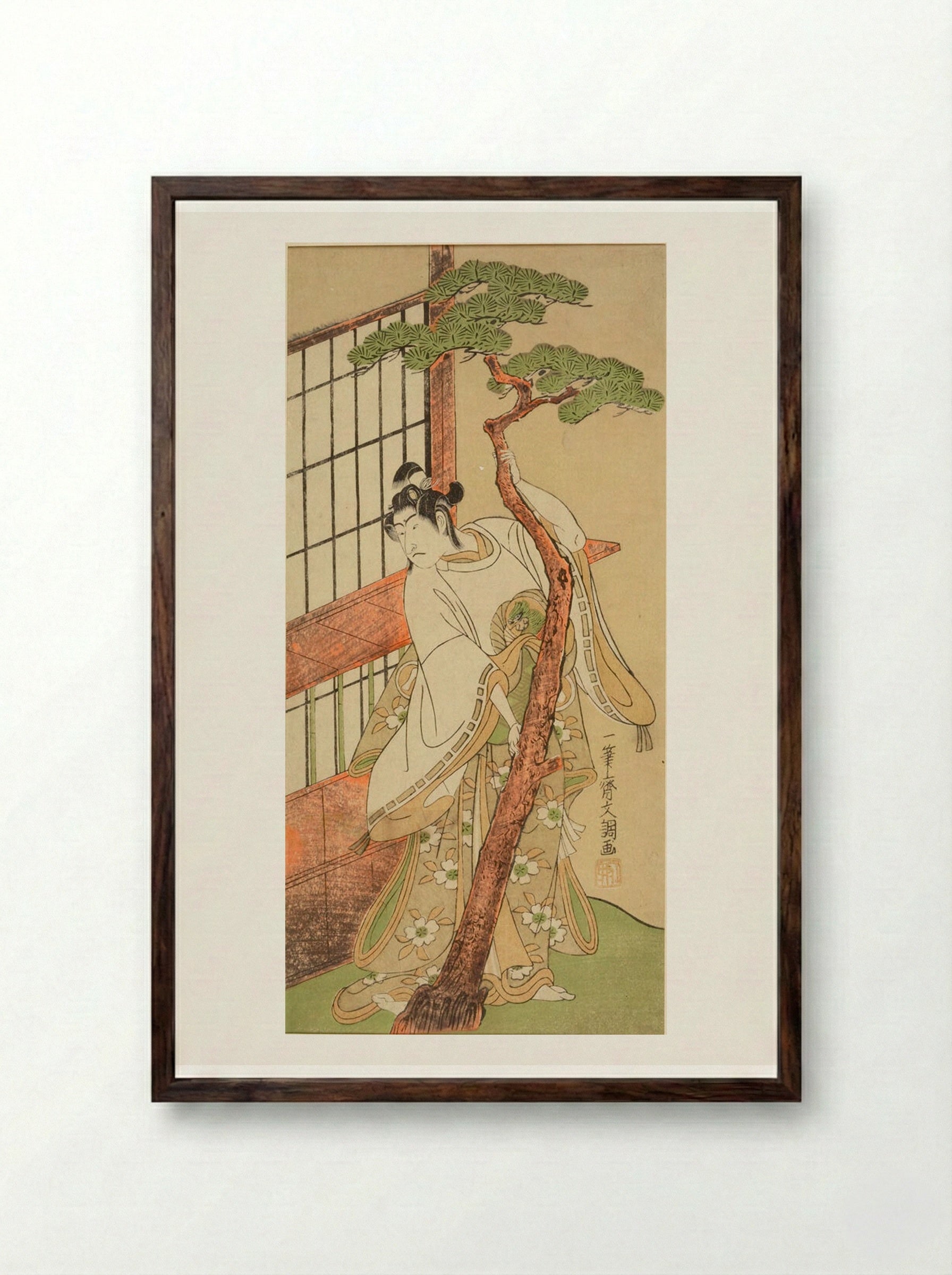 Actor Ichikawa Monnosuke 2nd as Tsunewakamaru - Ippitsusai Bunchō - Framed Print Dark Wood