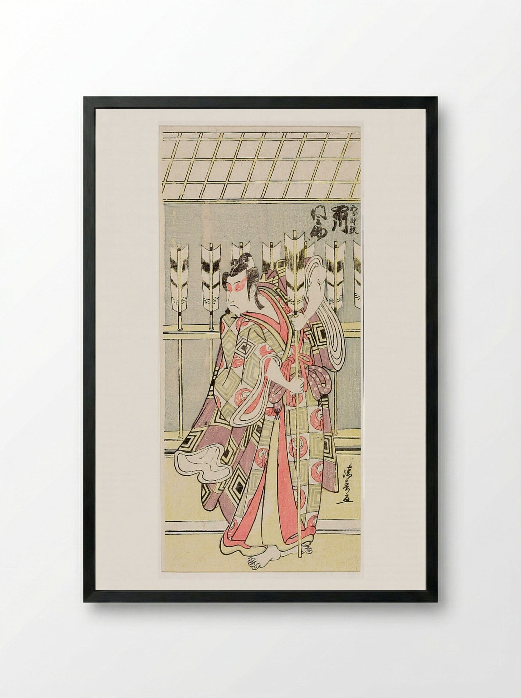 Actor Ichikawa Monnosuke as Yanone Gōrō - Torii Kiyonaga - Framed Print Black