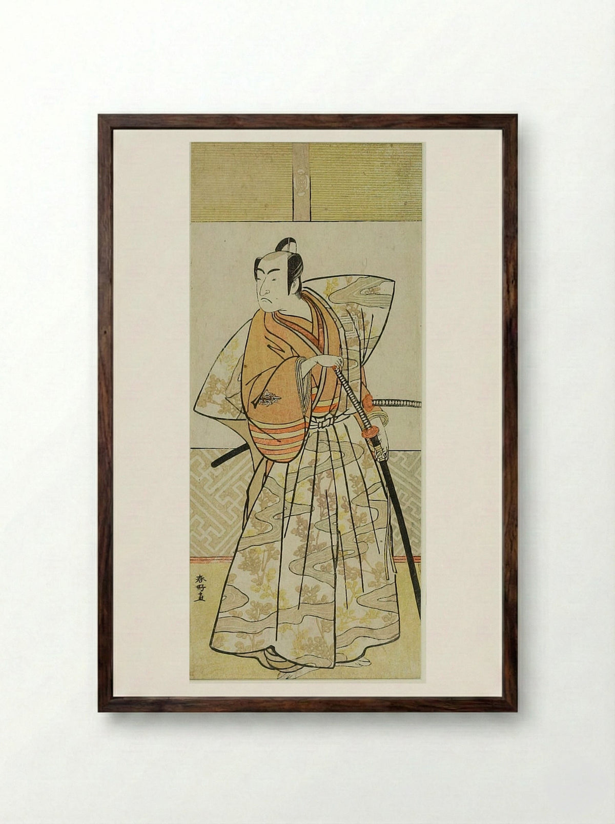 Actor Ichikawa Umezo as a Samurai - Katsukawa Shunkō - Framed Print Dark Wood