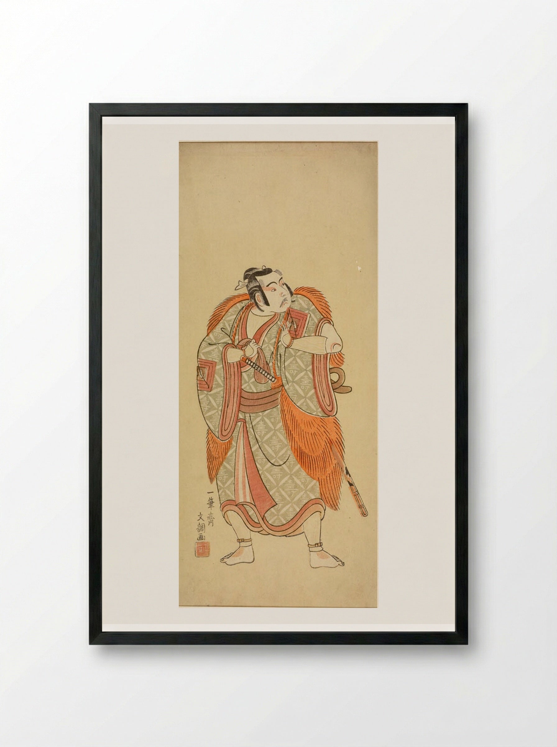 Actor Ichikawa Yaozō as a Samurai - Ippitsusai Bunchō - Framed Print Black