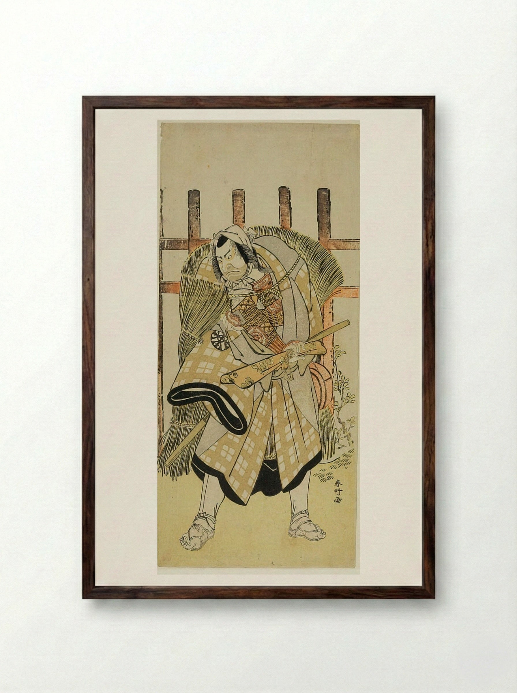 Actor Nakamura Denkūrō 2nd as Kagekiyo - Katsukawa Shunkō - Framed Print Dark Wood