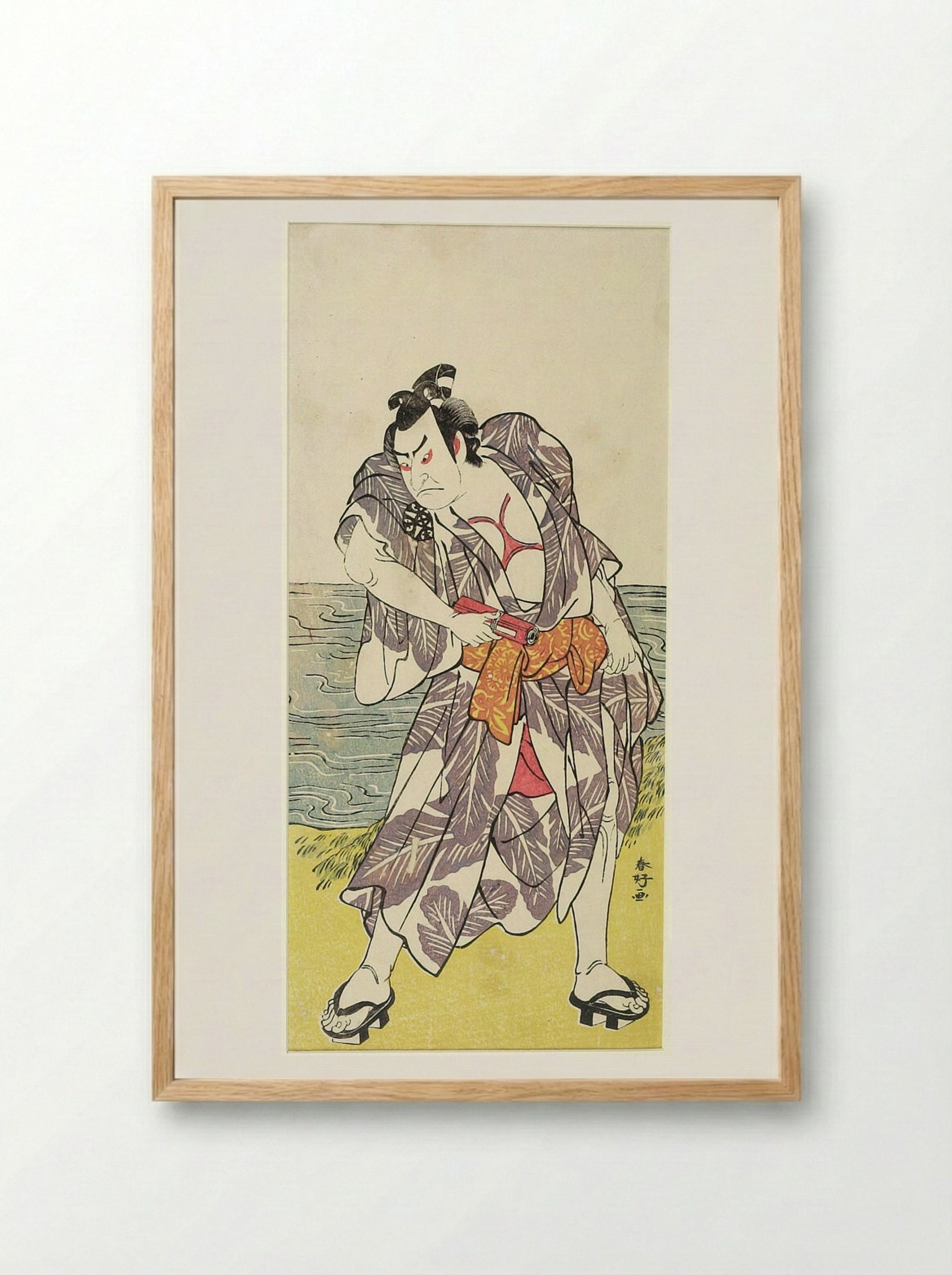 Actor Nakamura Denkūrō 2nd as a Wrestler - Katsukawa Shunkō - Framed Print Wood