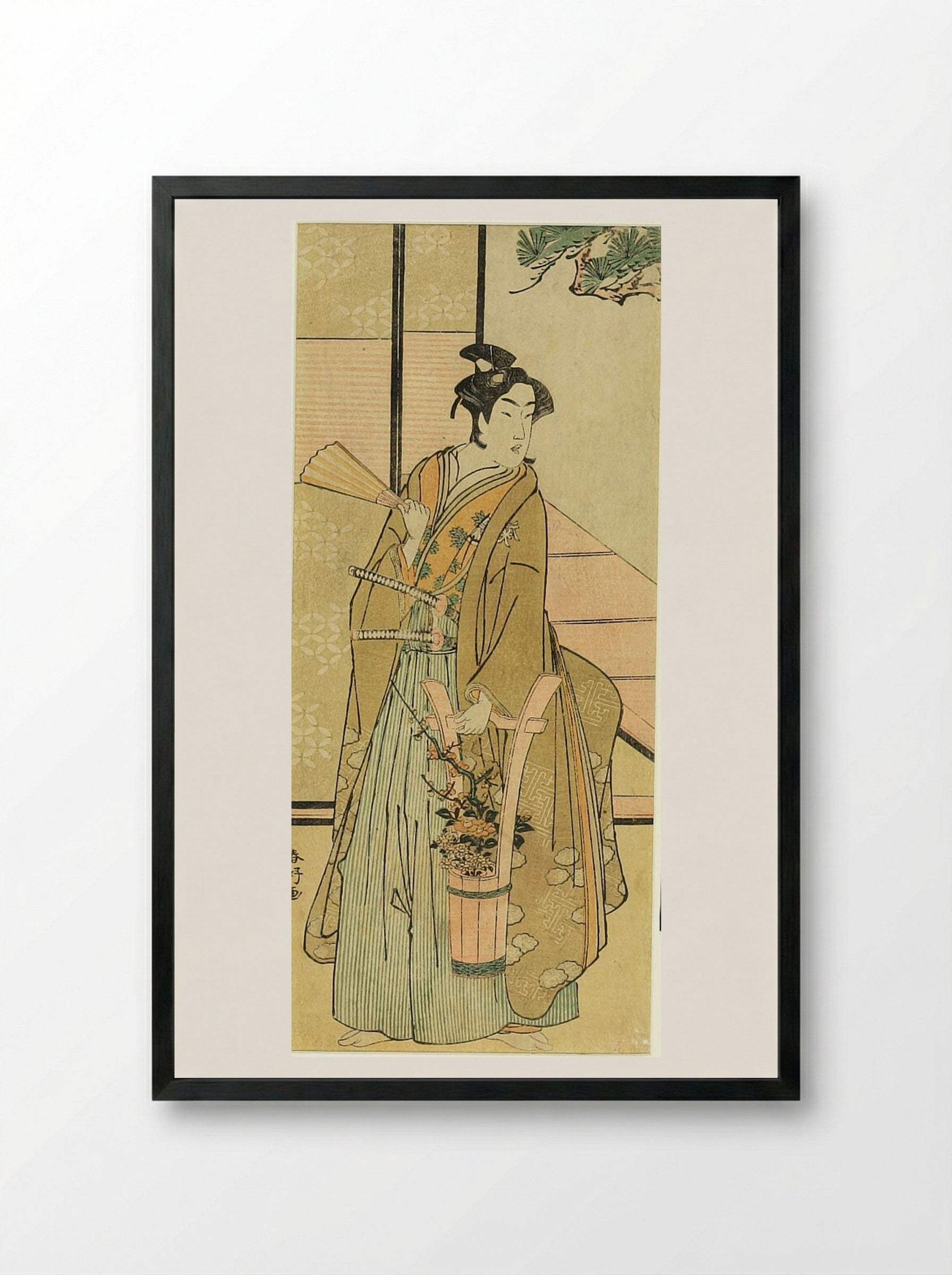Actor Nakamura Kumetaro as a Kosho - Katsukawa Shunkō - Framed Print Black