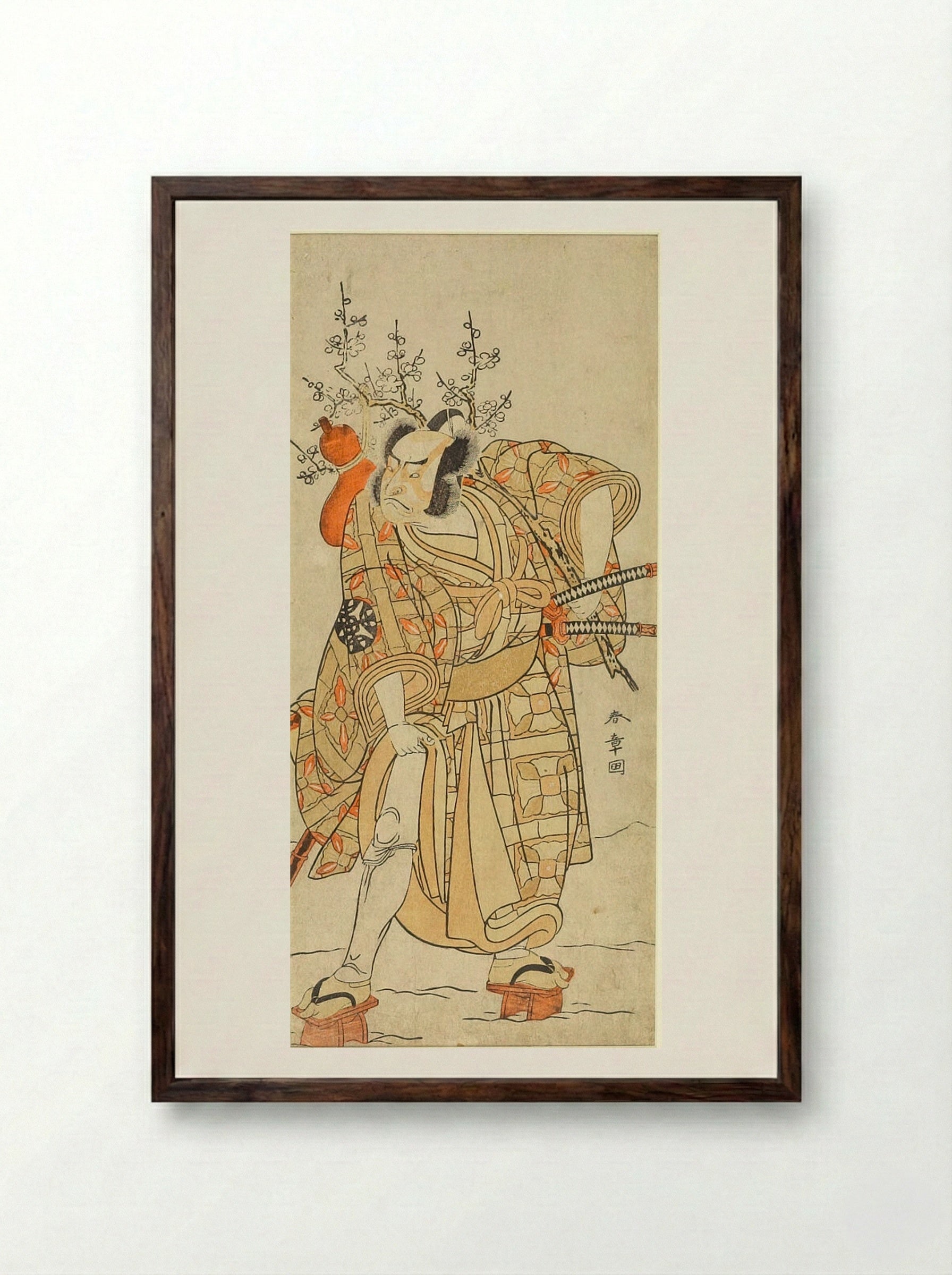 Actor Nakamura Nakazō I as Matano no Gorō - Katsukawa Shunshō - Framed Print Dark Wood