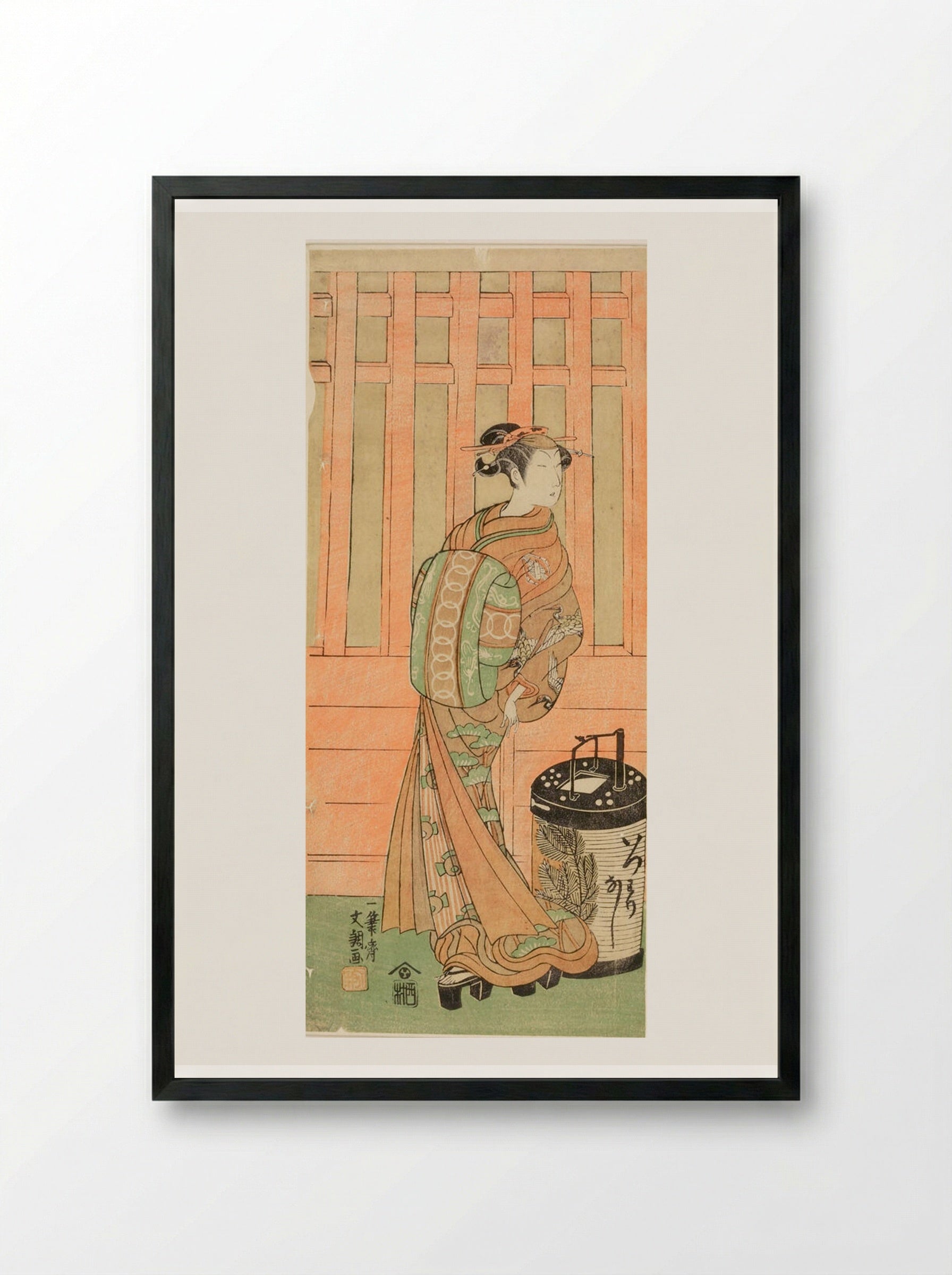 Actor Nakamura Utaemon 2nd as a Courtesan - Ippitsusai Bunchō - Framed Print Black